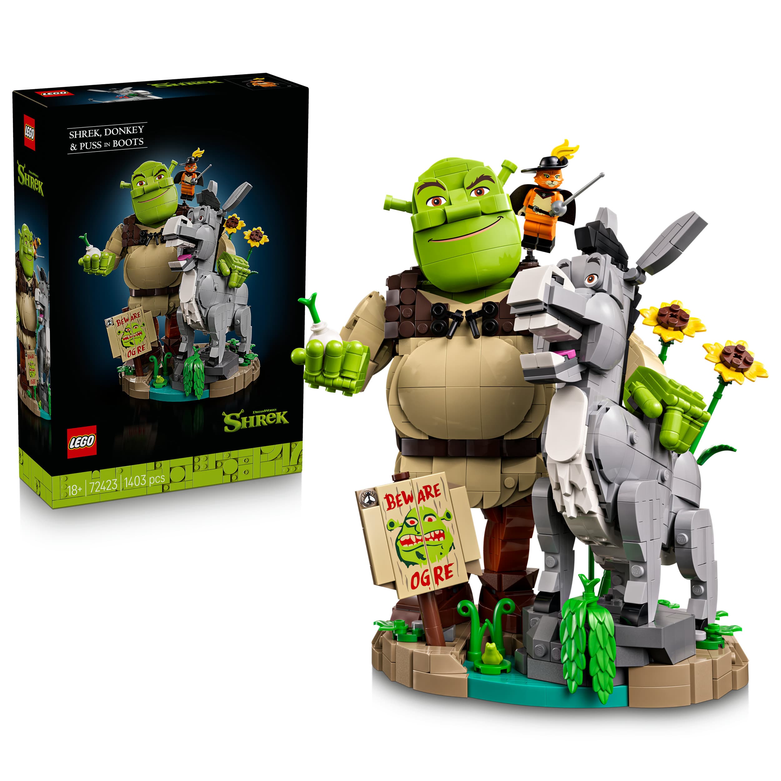 LEGO Shrek 72423 Shrek, Esel und Der gestiefelte Kater, DIY Modellbau
