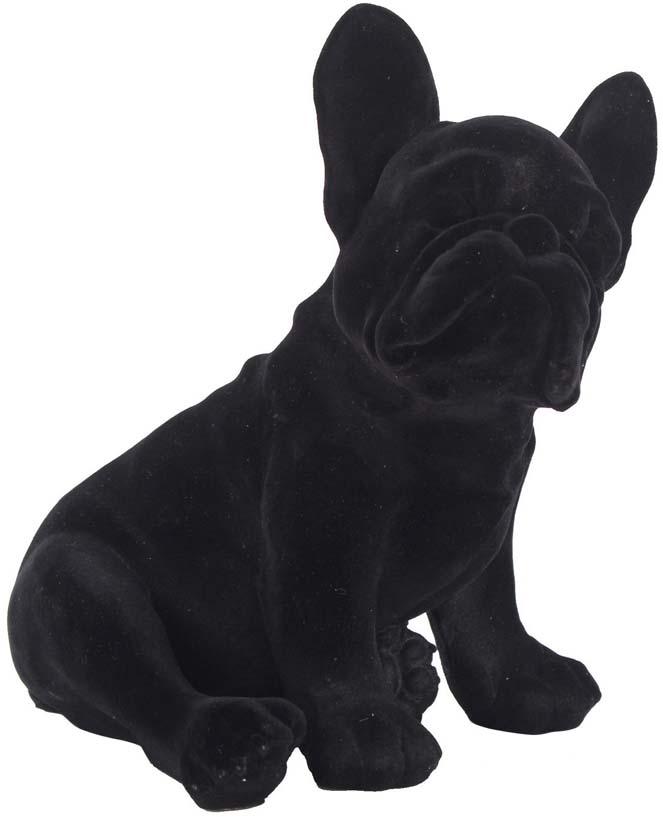 Polyresin Figur beflockt Hund sitzend 28cm