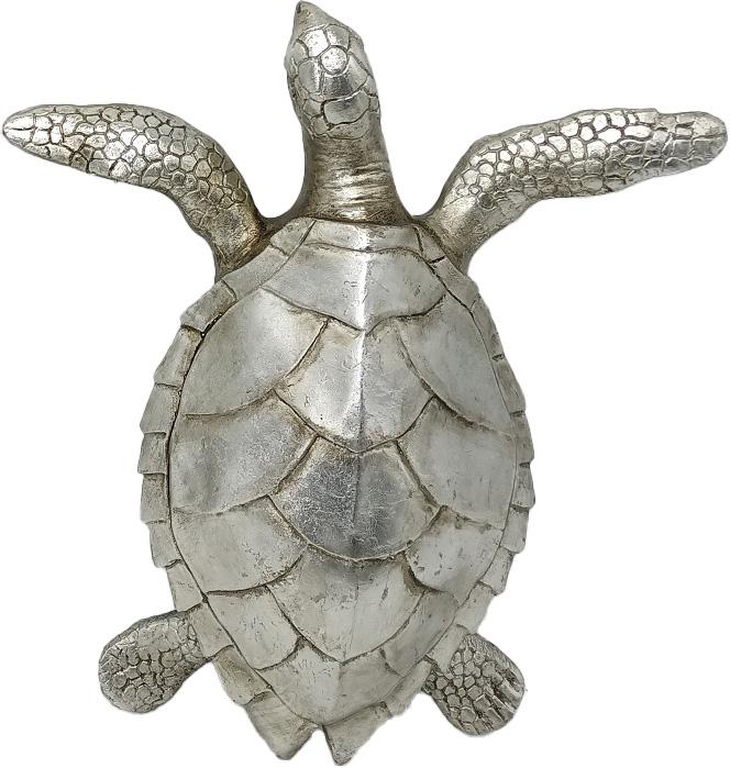 Polyresin Figur Schildkröte silber 30cm