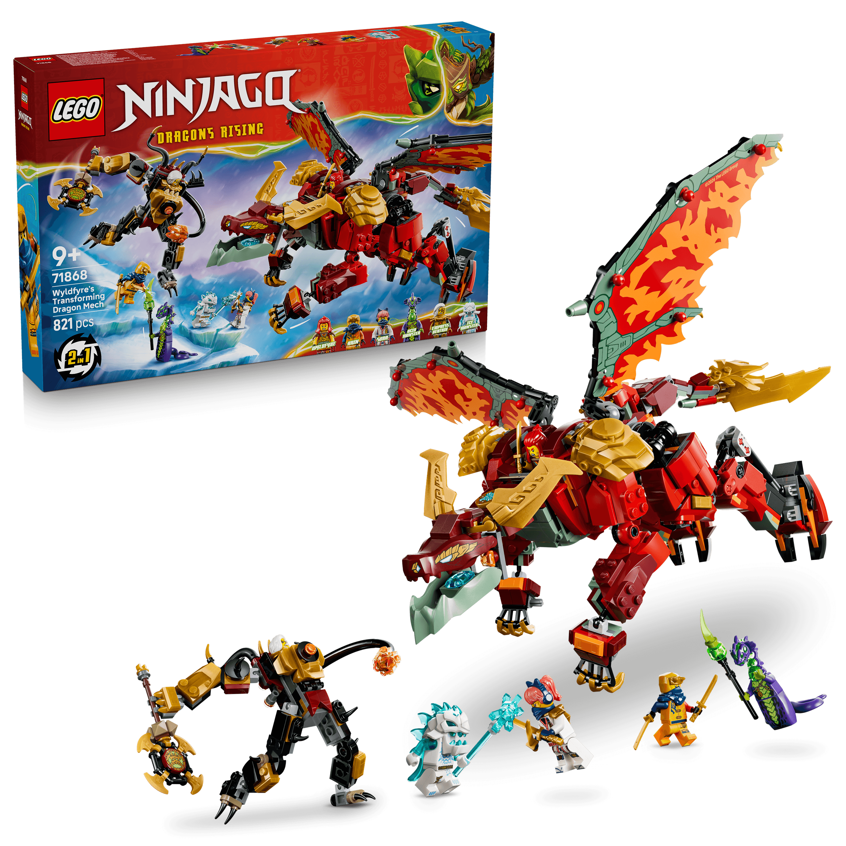LEGO NINJAGO 71868 Wyldfyres Drachenmech, Actionfigur, Bauspielzeug für Kinder