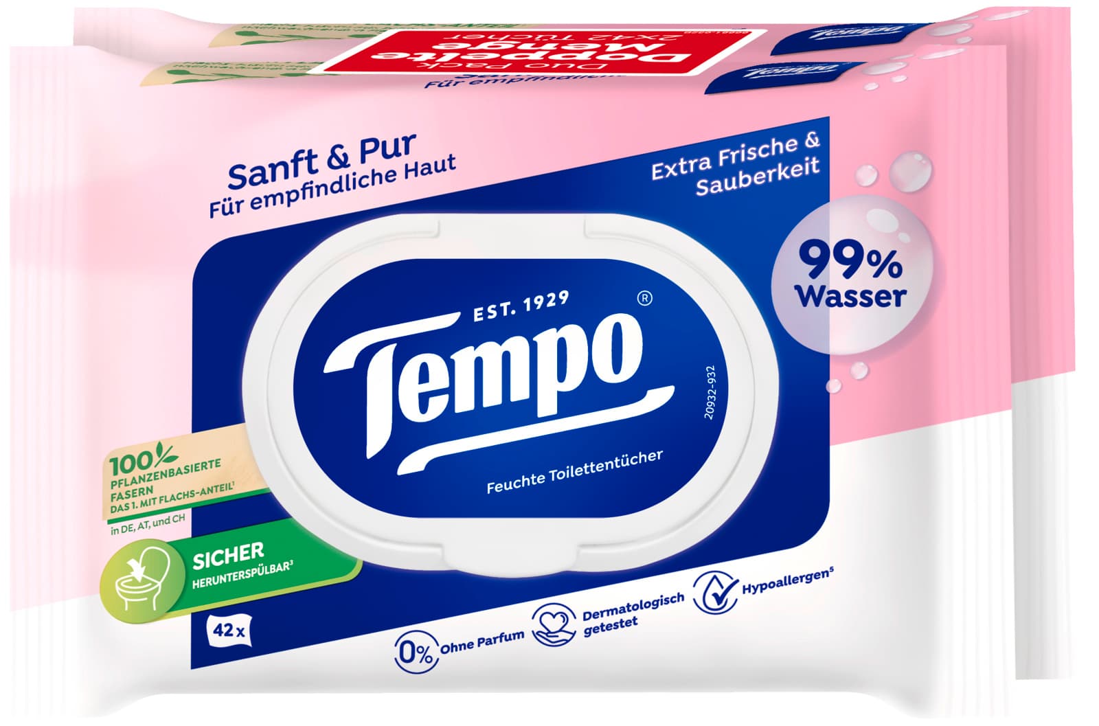 Tempo Feuchte Toilettentücher Sanft & Pur