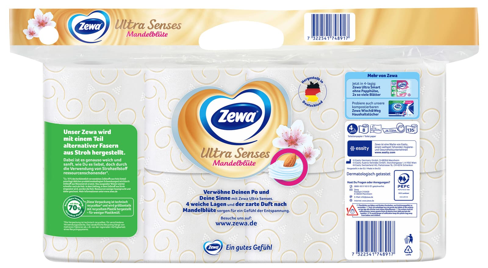 Produktbild Zewa Ultra Senses Toilettenpapier 8x135 Blatt 4 Lagen 2 von 7