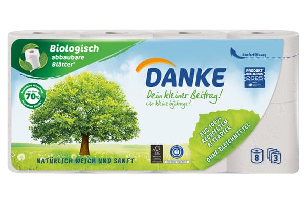 DANKE Toilettenpapier Recycling 3-lagig