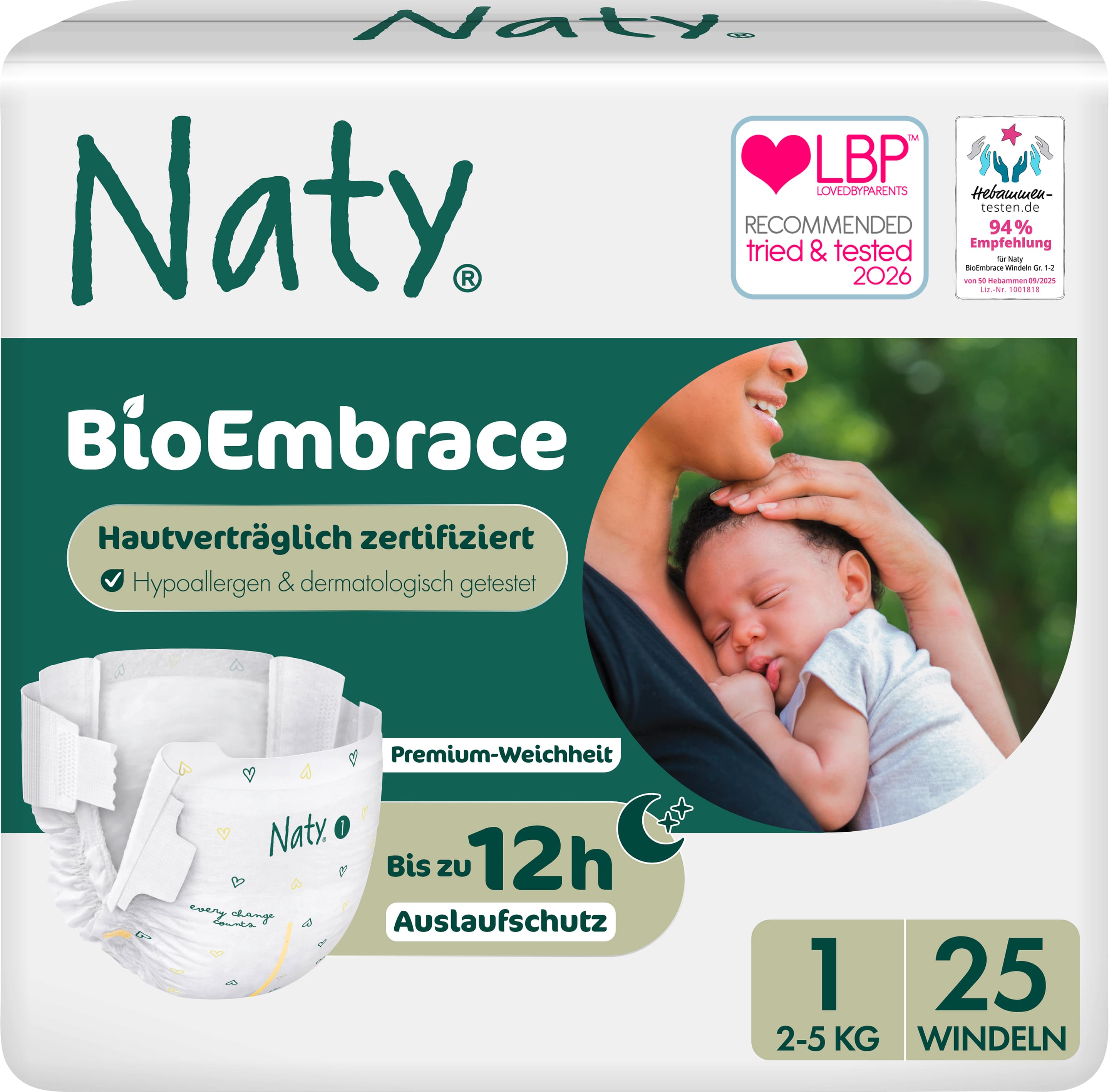Naty Windeln BioEmbrace Gr. 1 (2-5 kg)