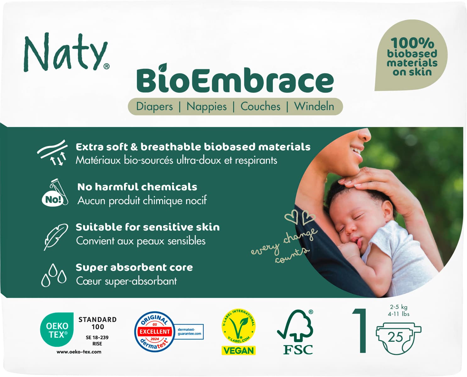 Naty Windeln BioEmbrace Gr. 1 (2-5 kg)
