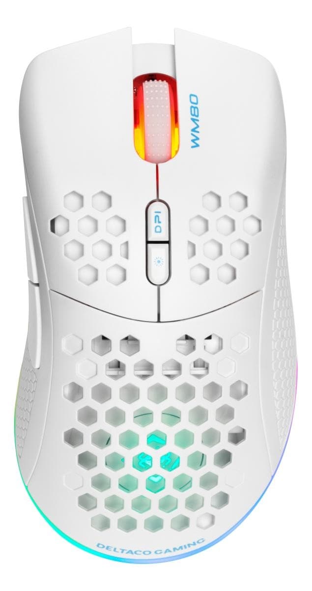 WM80 Kabellose leichte RGB-Gaming-Maus, weiß