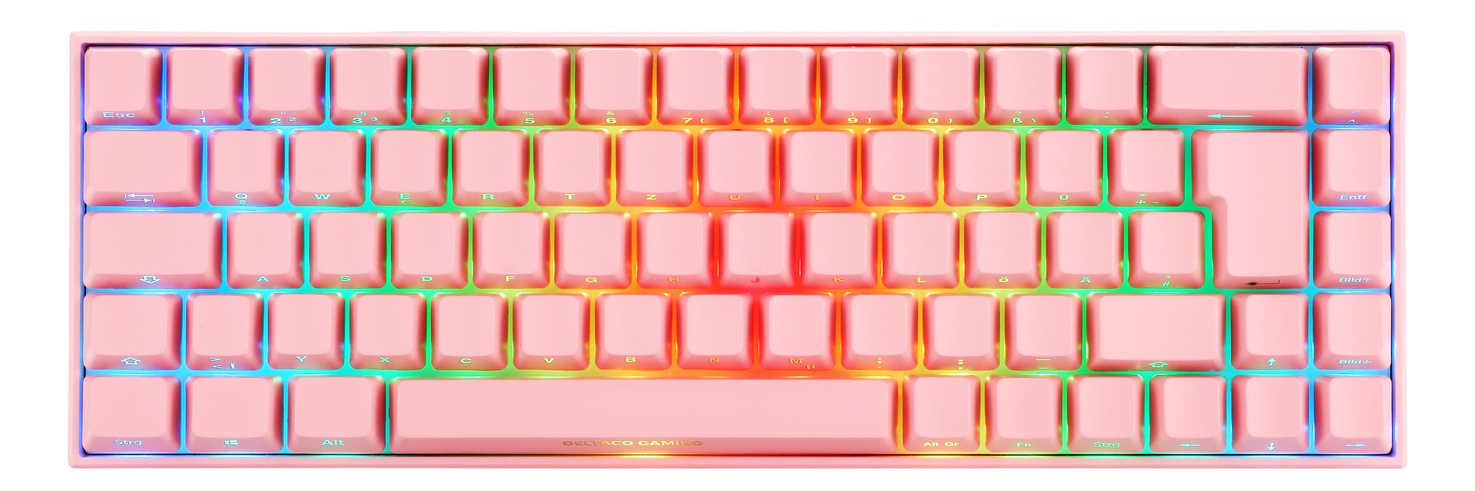 DELTACO GAMING WK95R Wireless 65% keyboard, German Layout, Pink/RGB