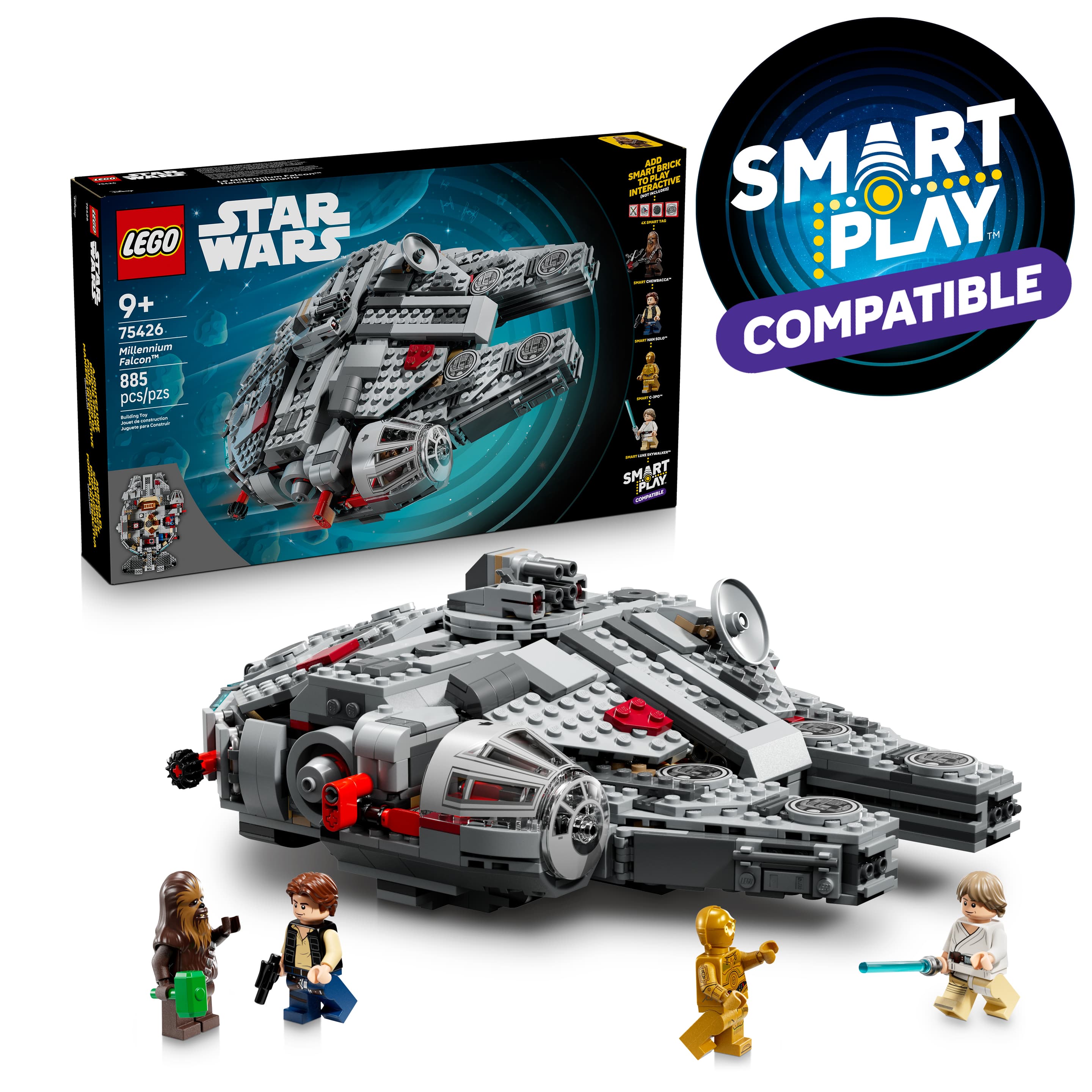 LEGO Star Wars 75426 SMART Play: Millennium Falke Modell, Spielzeug ab 9