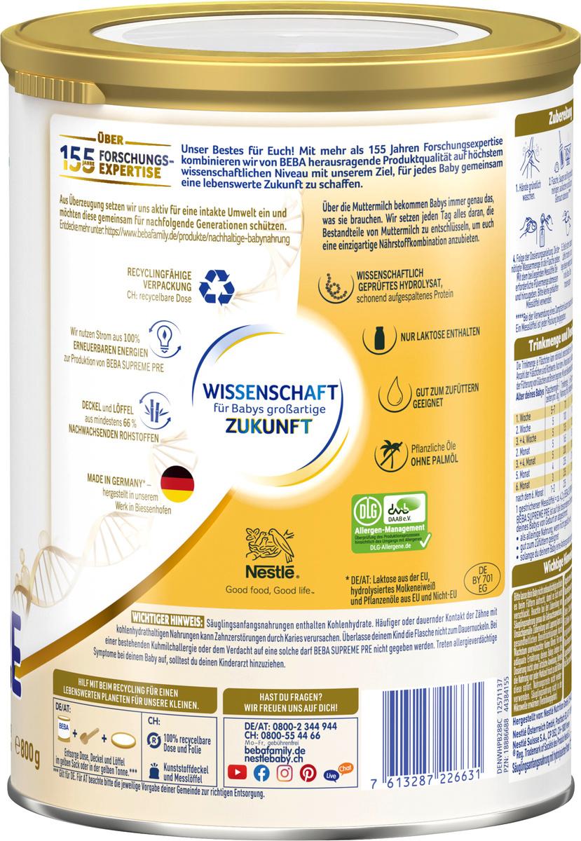 Produktbild BEBA SUPREME PRE Säuglingsanfangsnahrung von Geburt an 6 von 12