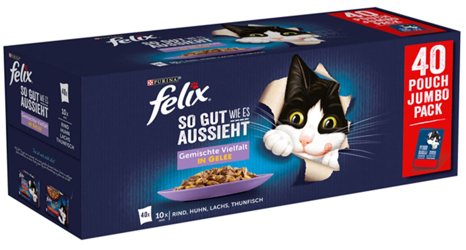 PURINA FELIX Katzennassfutter So gut wie es aussieht Gemischte Vielfalt in Gelee