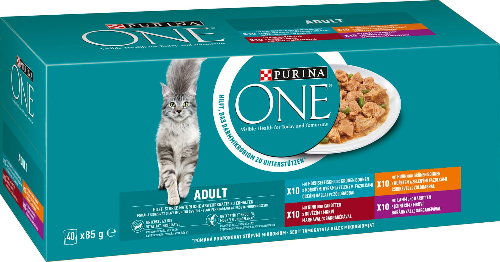 PURINA ONE Adult Zarte Stückchen in Sauce Mixtray Katzennassfutter 40x85g 