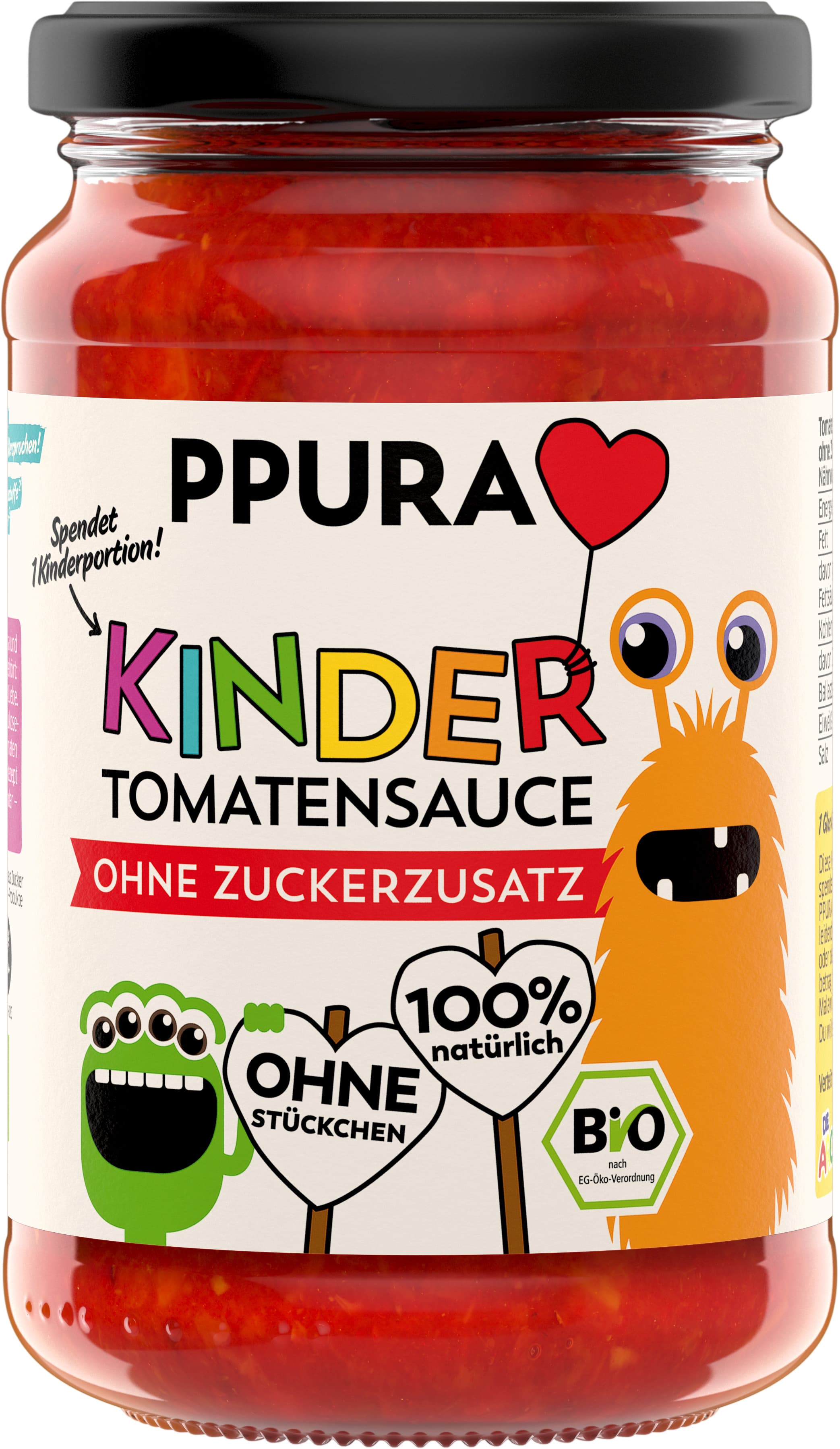 PPURA Bio Tomatensauce für Kinder ohne Zuckerzusatz, 100% natürlich