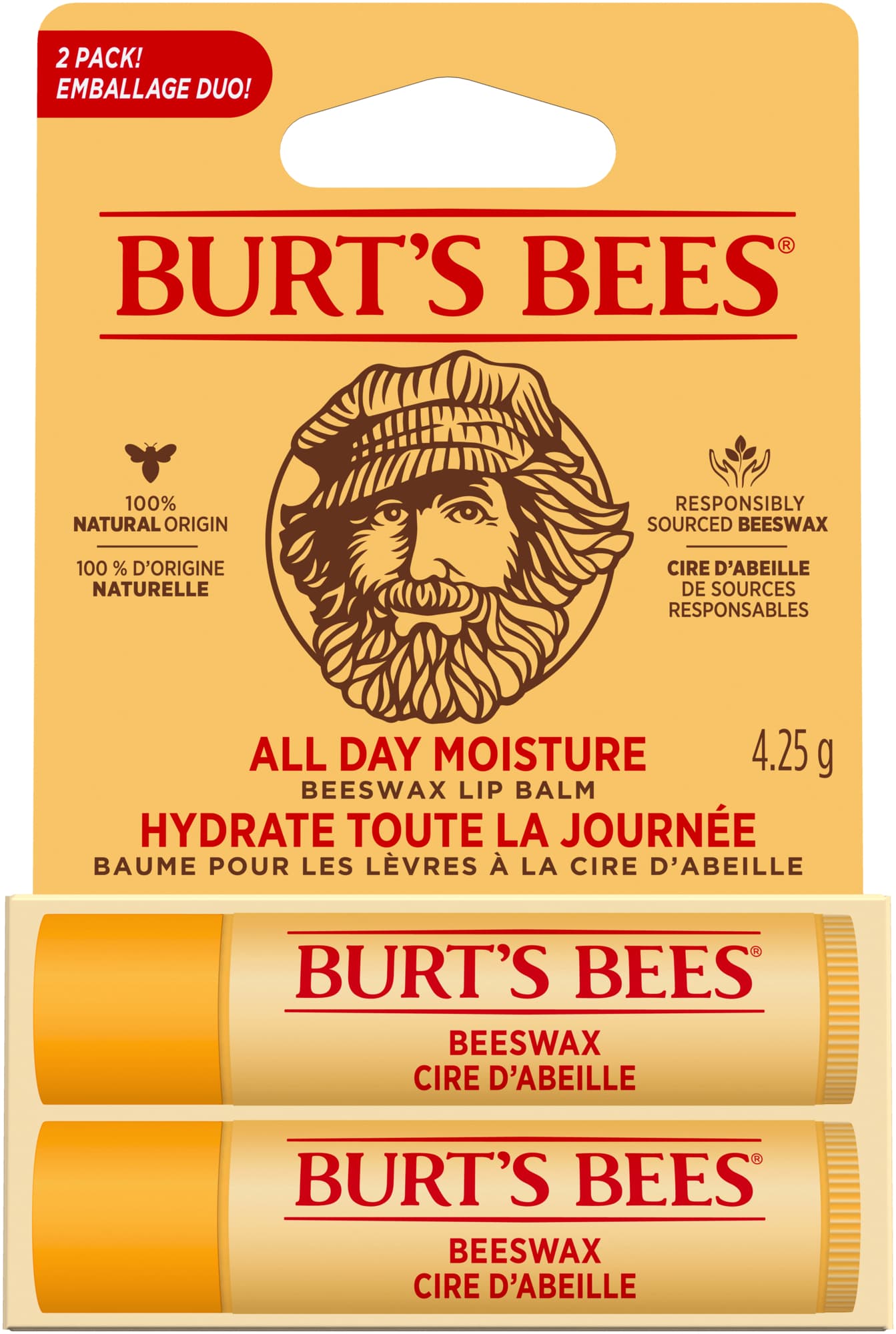 BURT'S BEES Moisturising Lip Balm Duo Beeswax