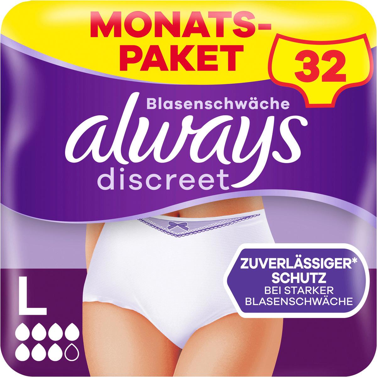 always discreet Inkontinenz Höschen Gr. L Monatspackung