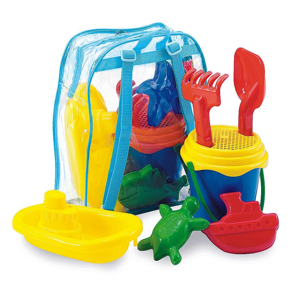 Rucksack mit Eimergarnitur und Sandformen