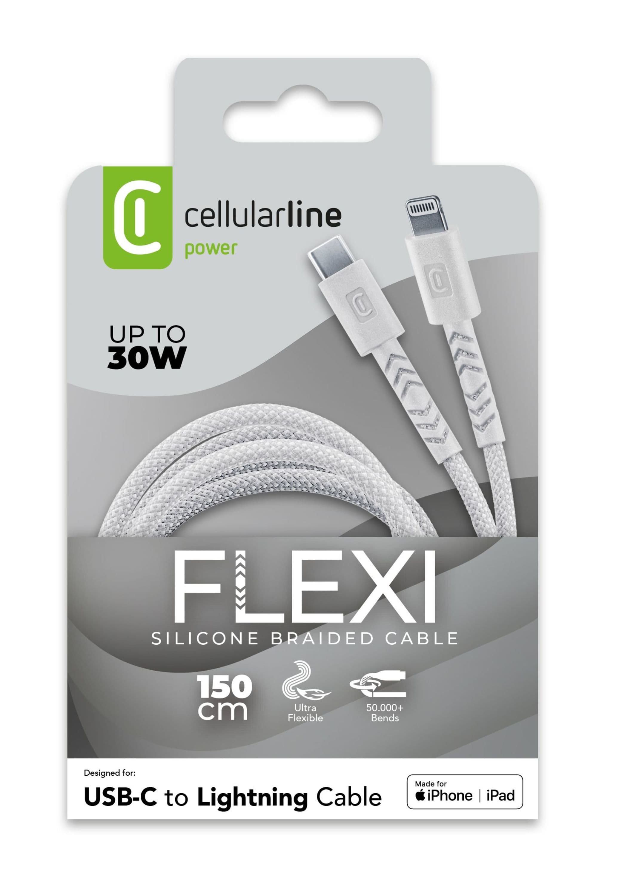 Cellularline Flexi Braided Data Cable 1,5 m USB Typ-C/ Lightning White