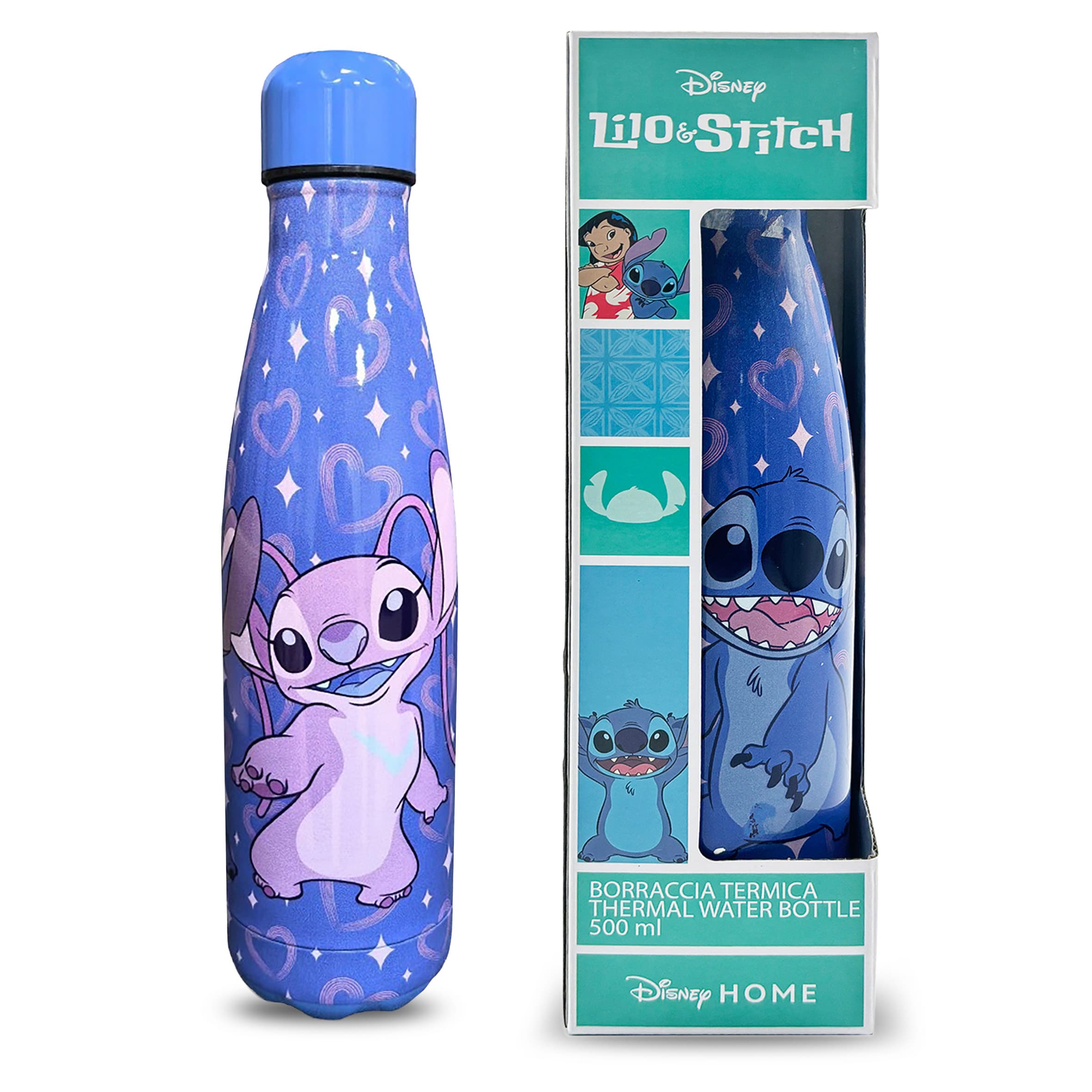 Stitch Trinkflasche aus Edelstahl, 500ml - Blau