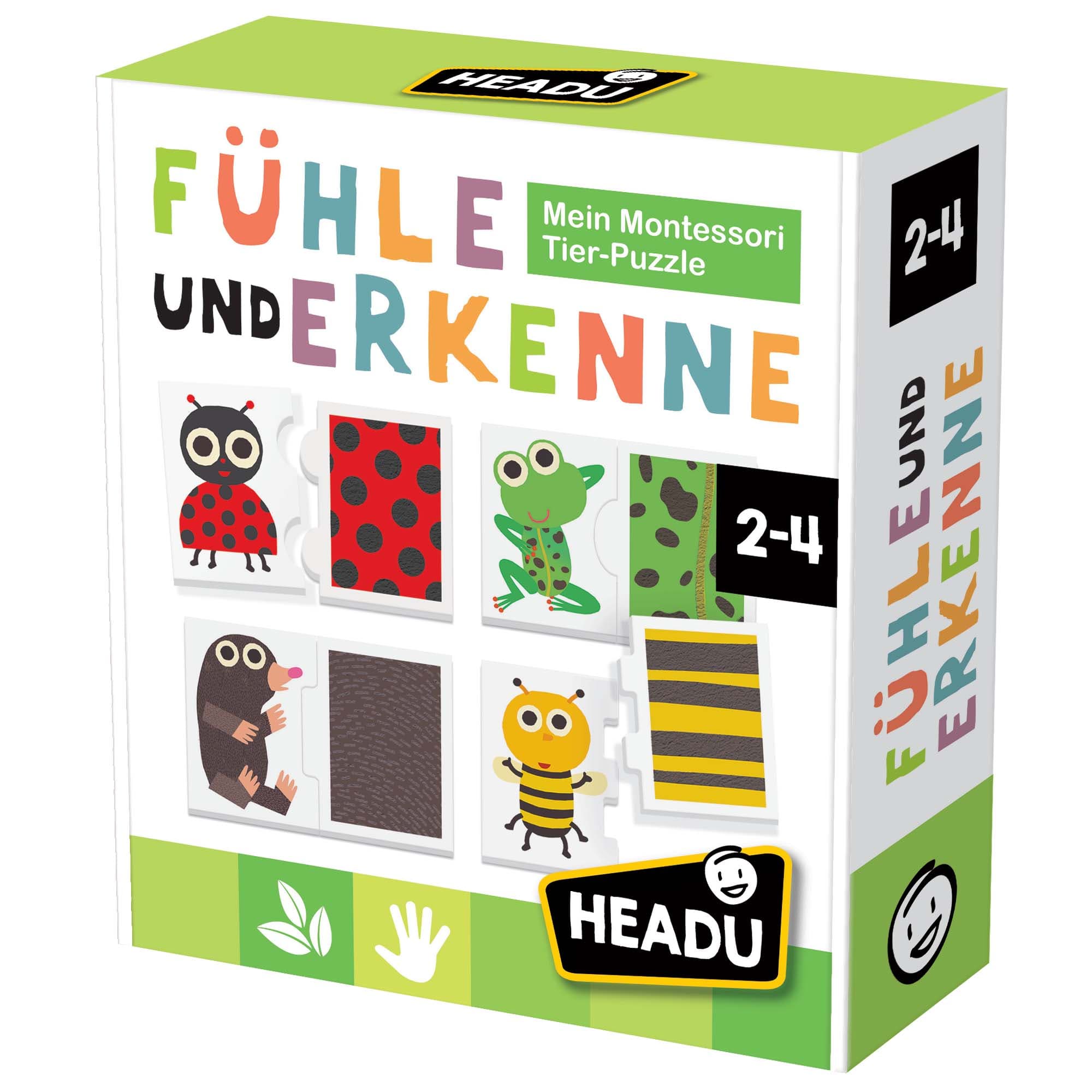 HEADU - Montessori Lernspiel Tier-Puzzle Fühle & Erkenne
