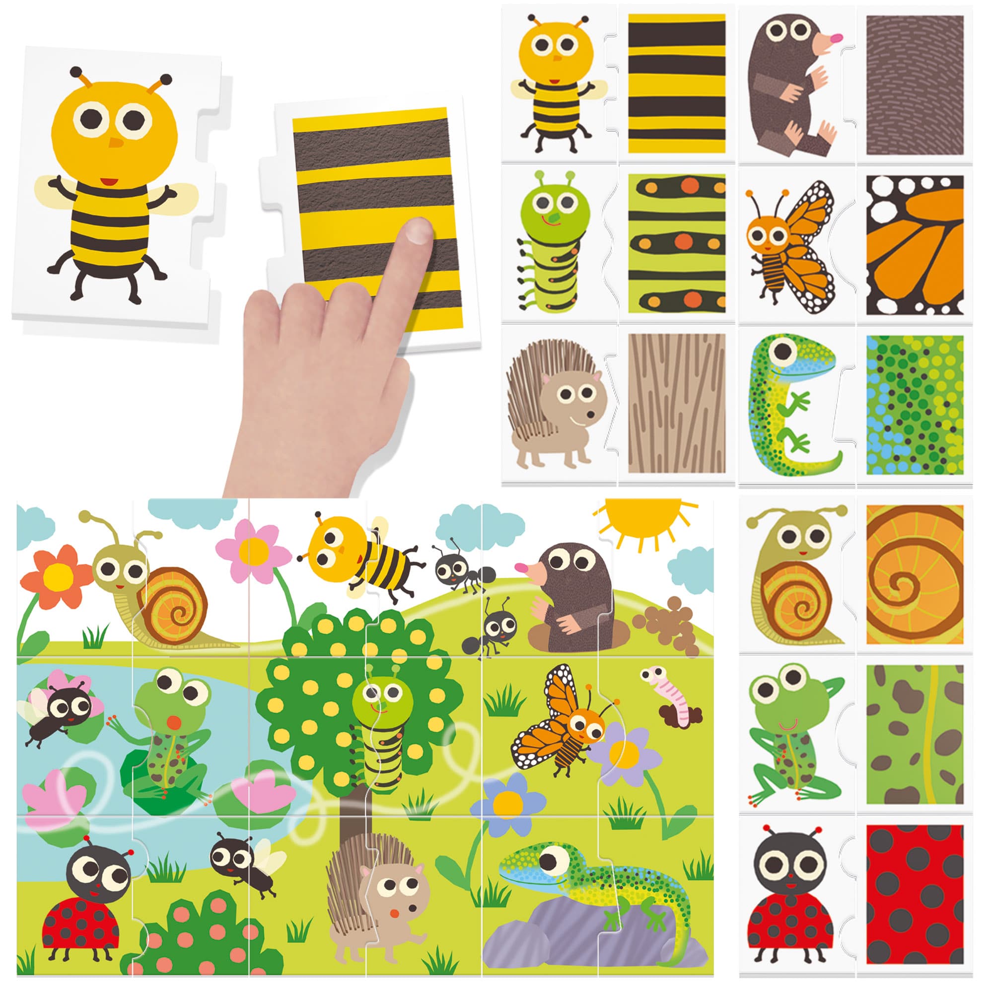 HEADU - Montessori Lernspiel Tier-Puzzle Fühle & Erkenne