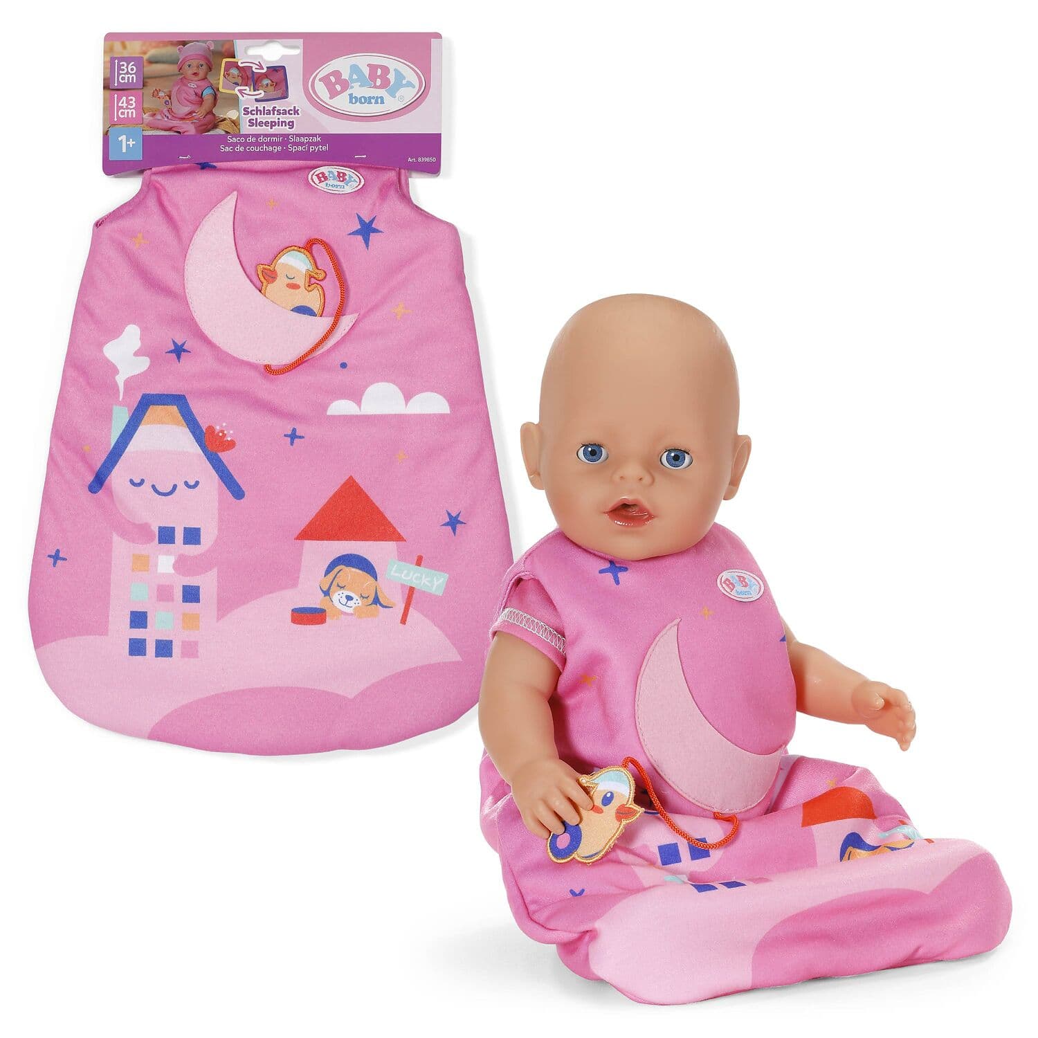 BABY born Schlafsack Mond mit herausnehmbarer Ente am Band für Puppen