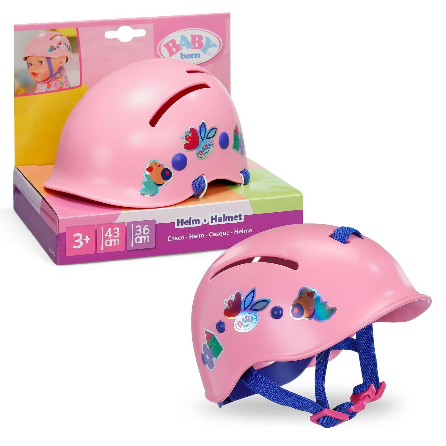 BABY born Helm mit bunten Motiven für 43 cm Puppen