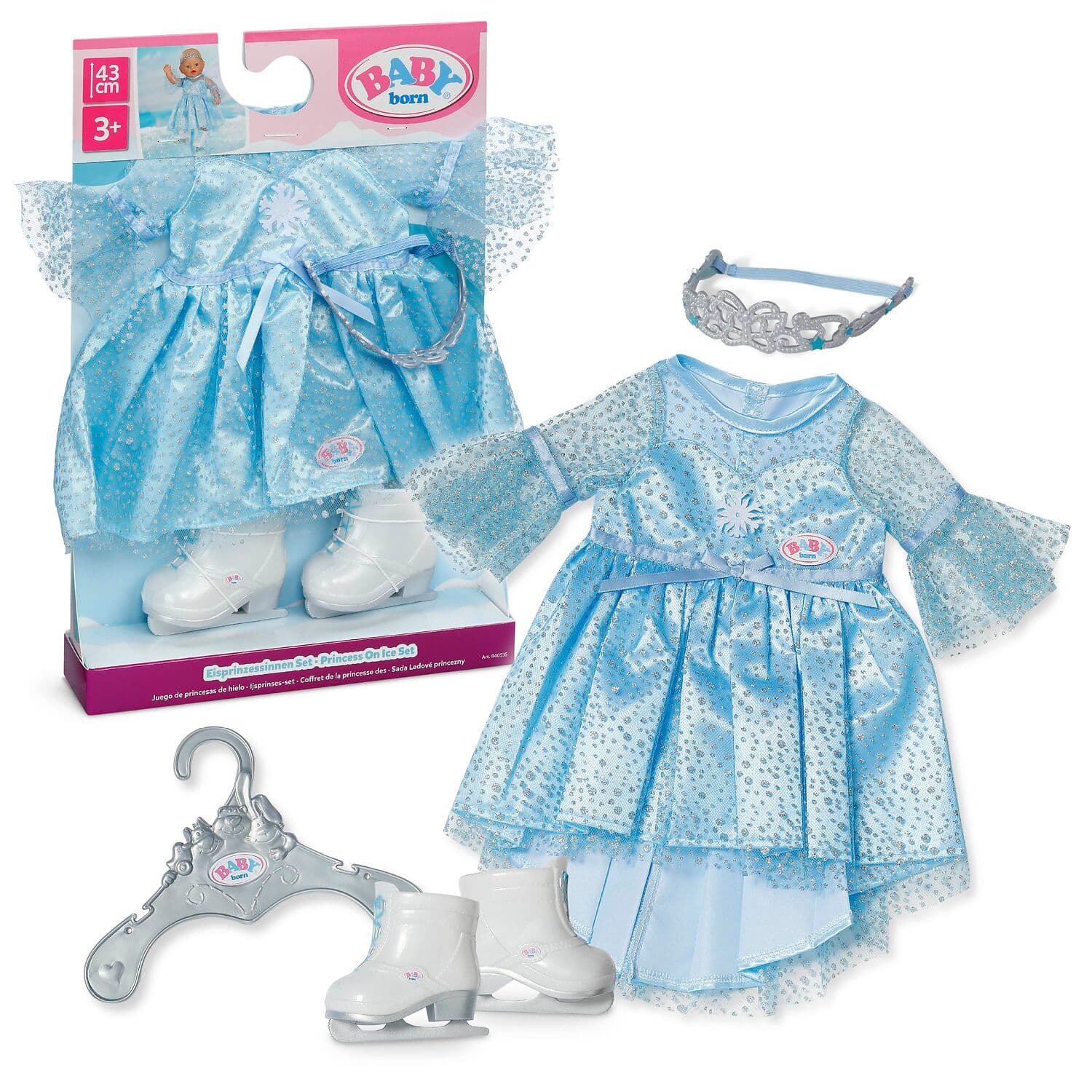BABY born Eisprinzessinnen Set mit Glitzerkleid & Tiara für 43 cm Puppen
