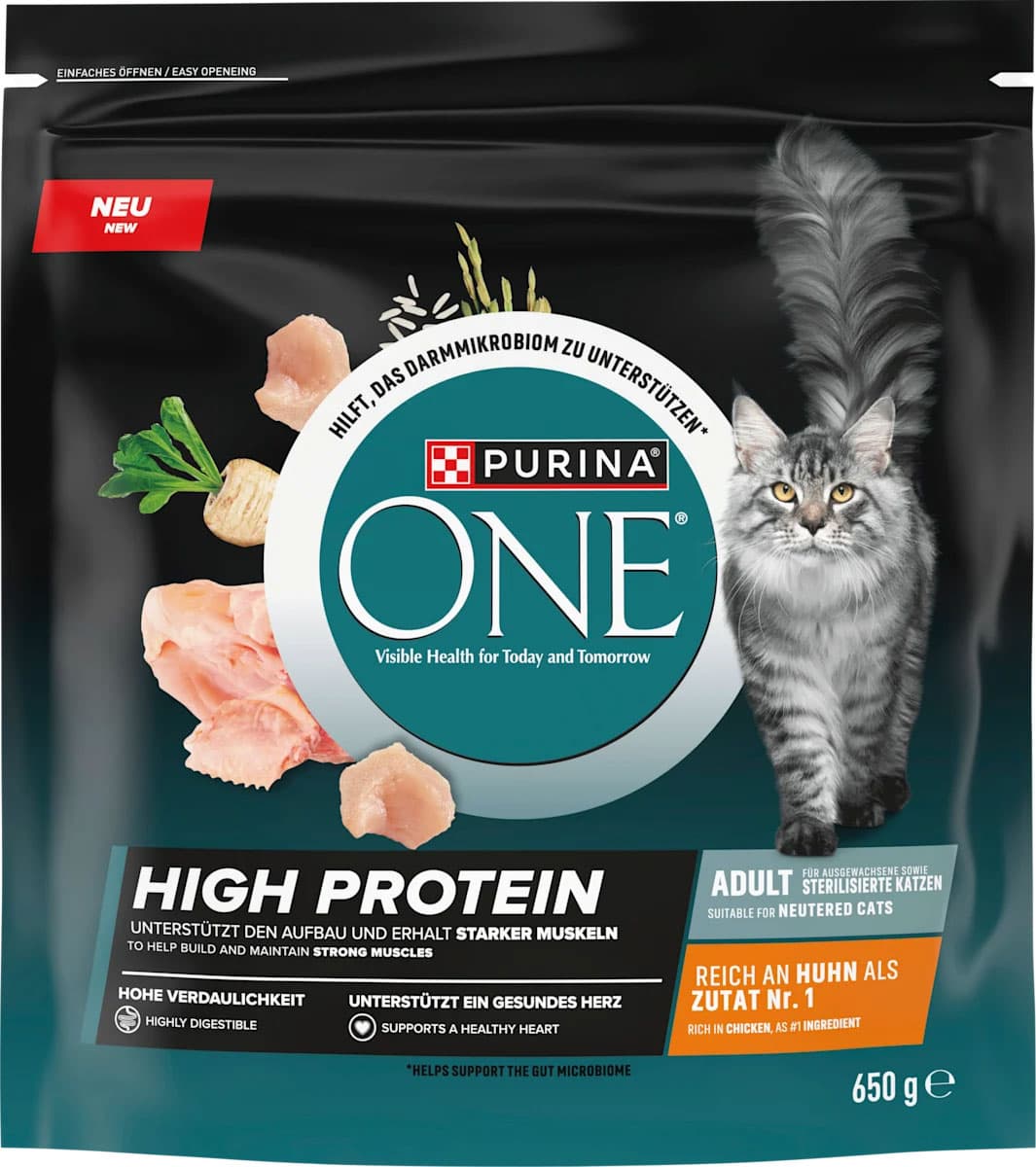 PURINA ONE Katzentrockenfutter High Protein Reich an Huhn