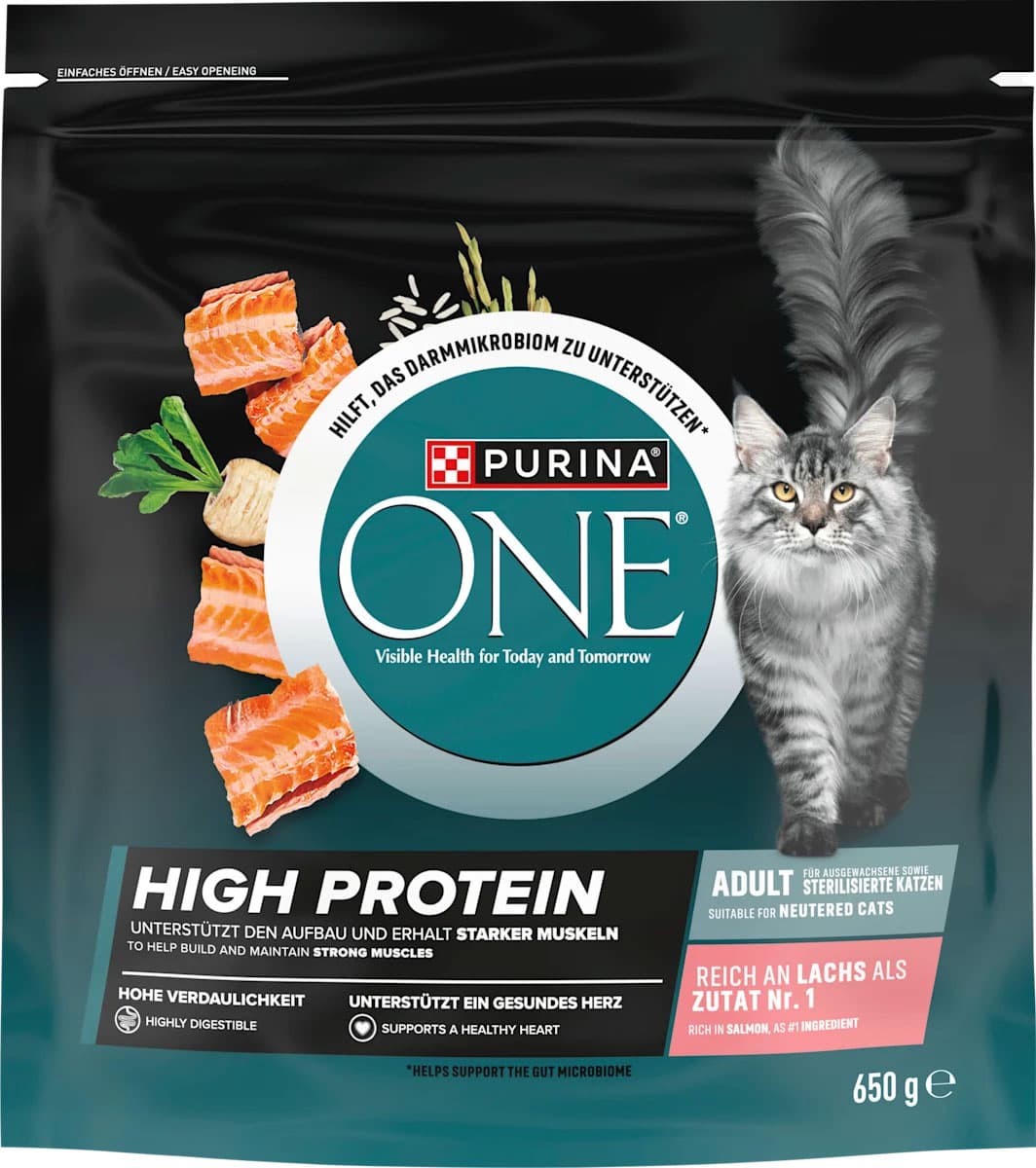 PURINA ONE Katzentrockenfutter High Protein Reich an Lachs