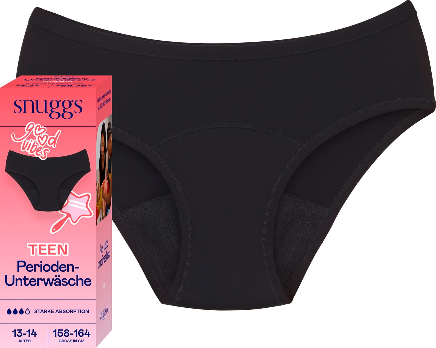 Snuggs Periodenunterwäsche Teen Schwarz 