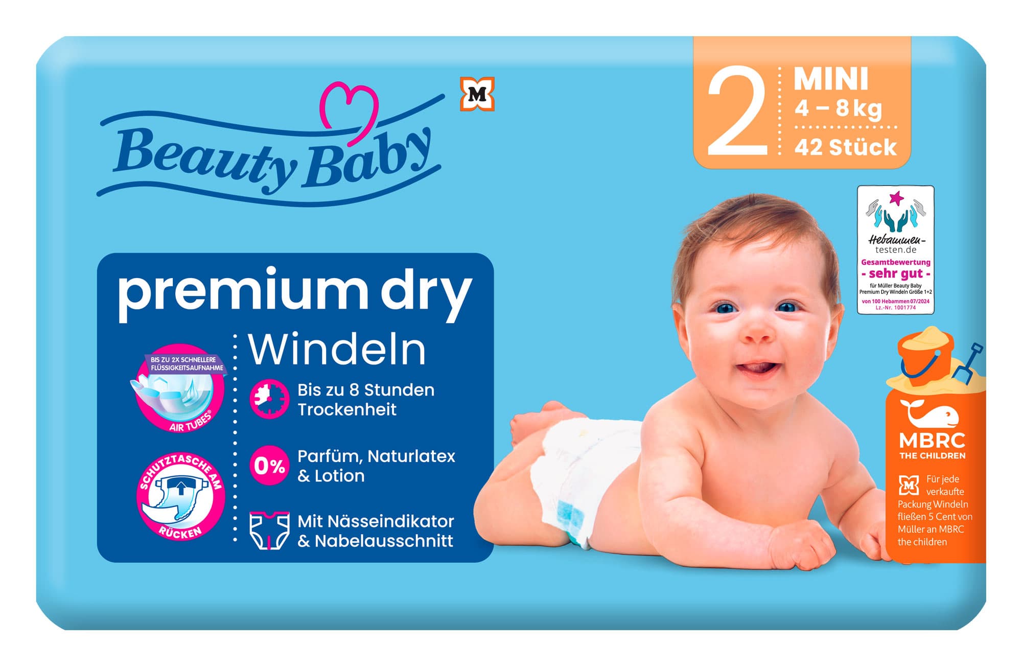 Beauty Baby Premium Dry Windeln, Größe 2 Mini, 4-8 kg