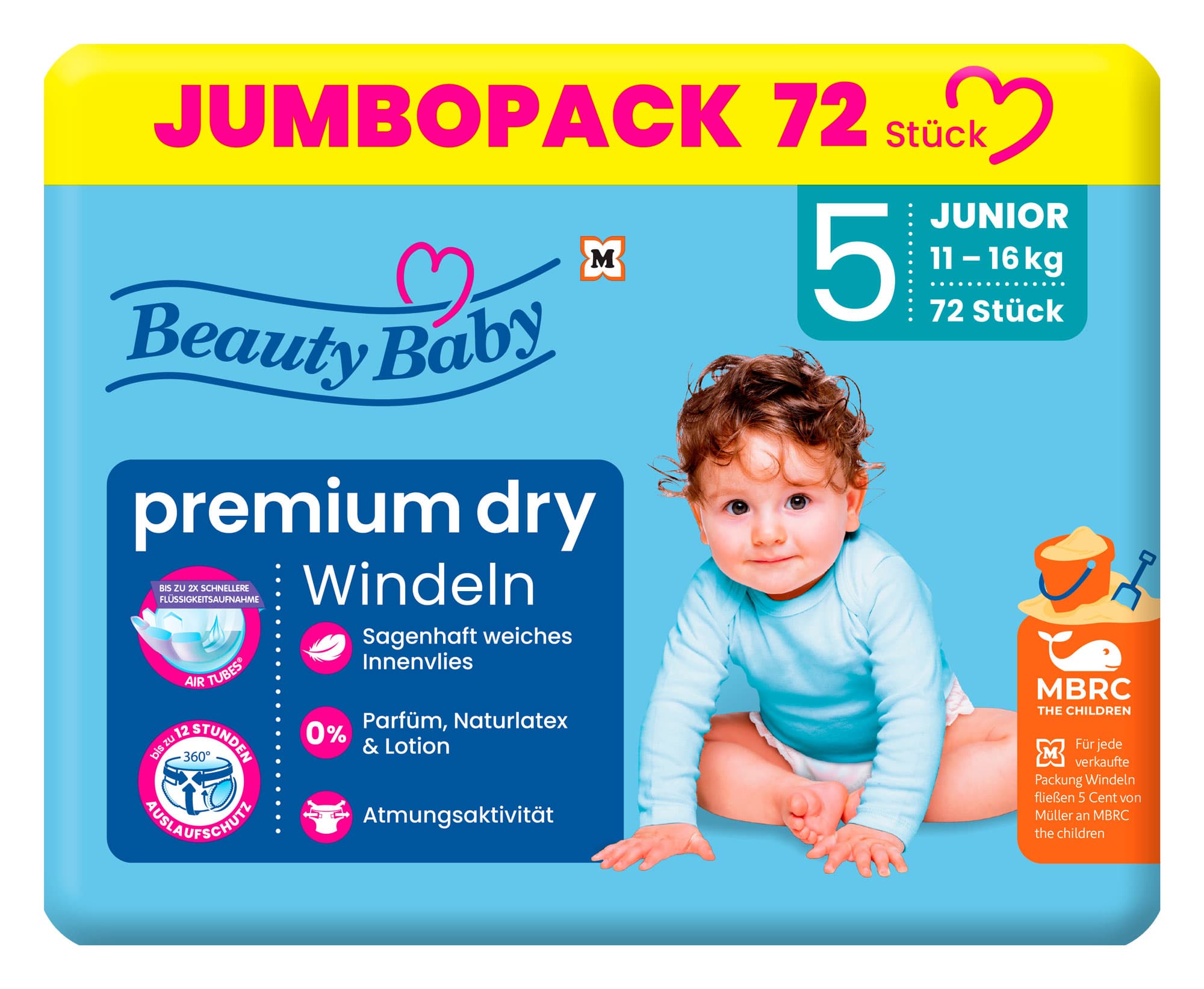 Beauty Baby Premium Dry Windeln, Größe 5 Junior JUMBO, 11-16 kg