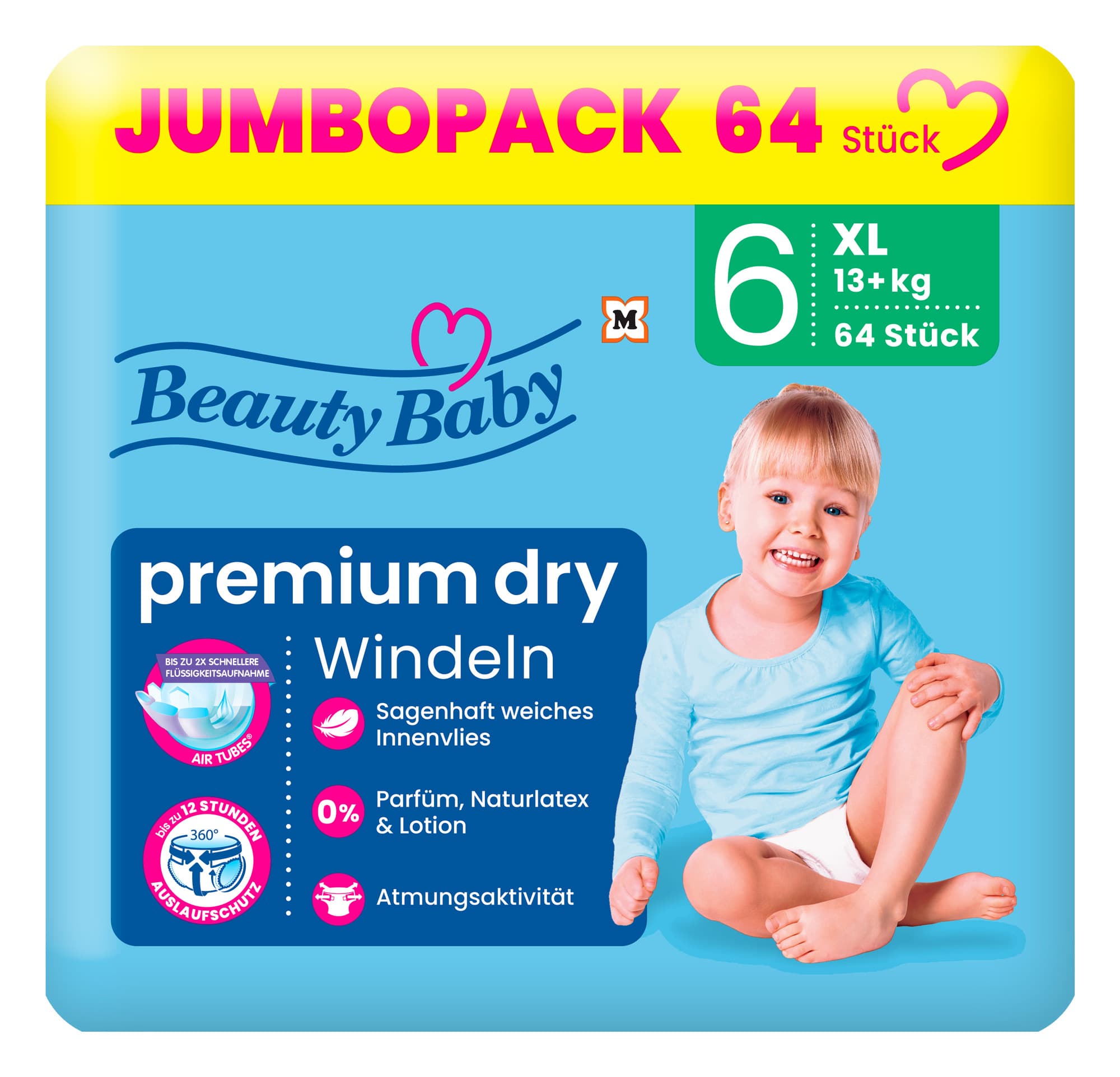 Beauty Baby Premium Dry Windeln Größe 6 XL 13+ kg