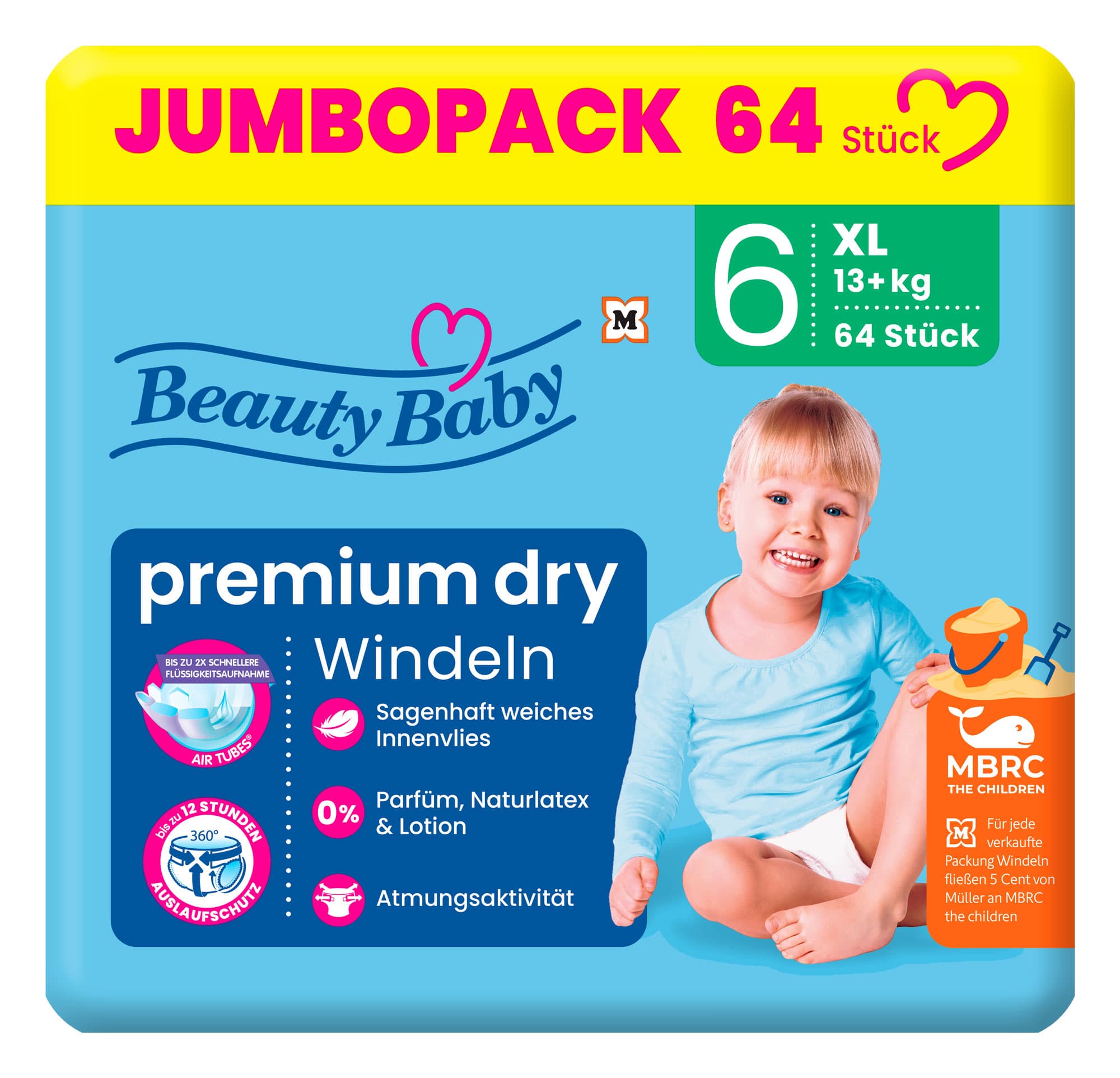 Beauty Baby Premium Dry Windeln Größe 6 XL 13+ kg