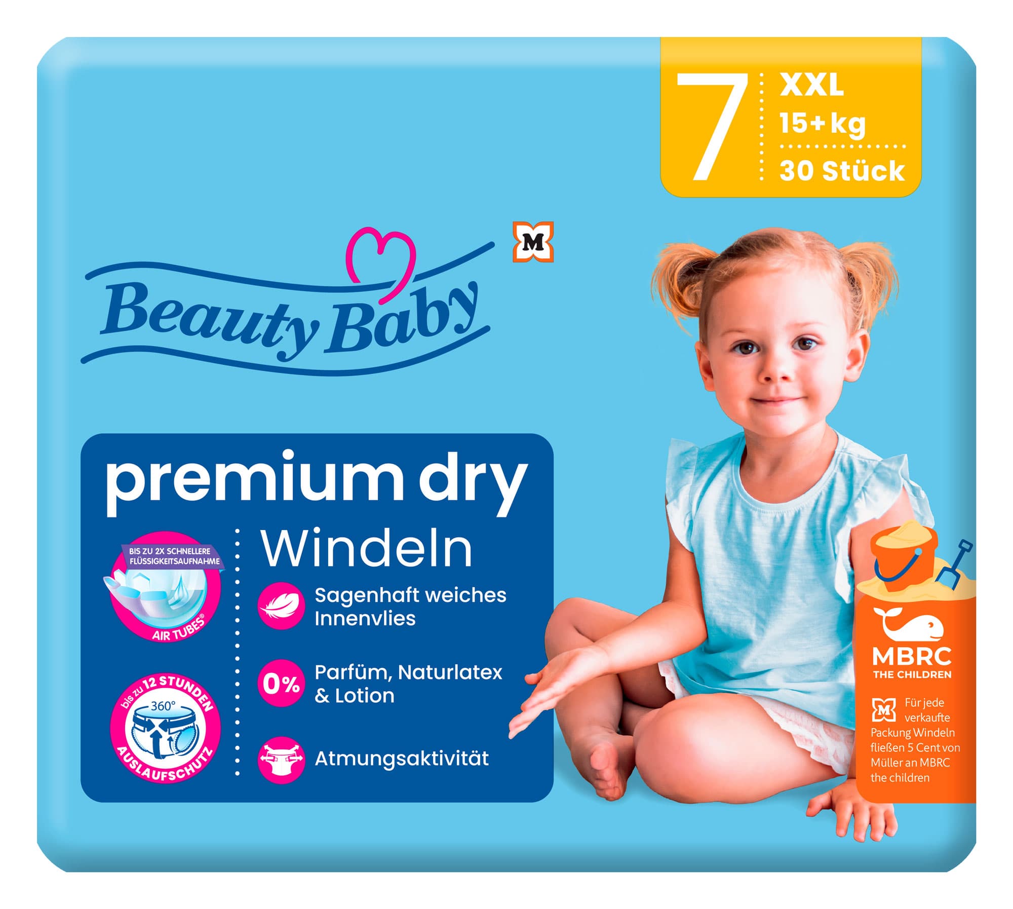 Beauty Baby Premium Dry Windeln Größe 7 XXL 15+ kg