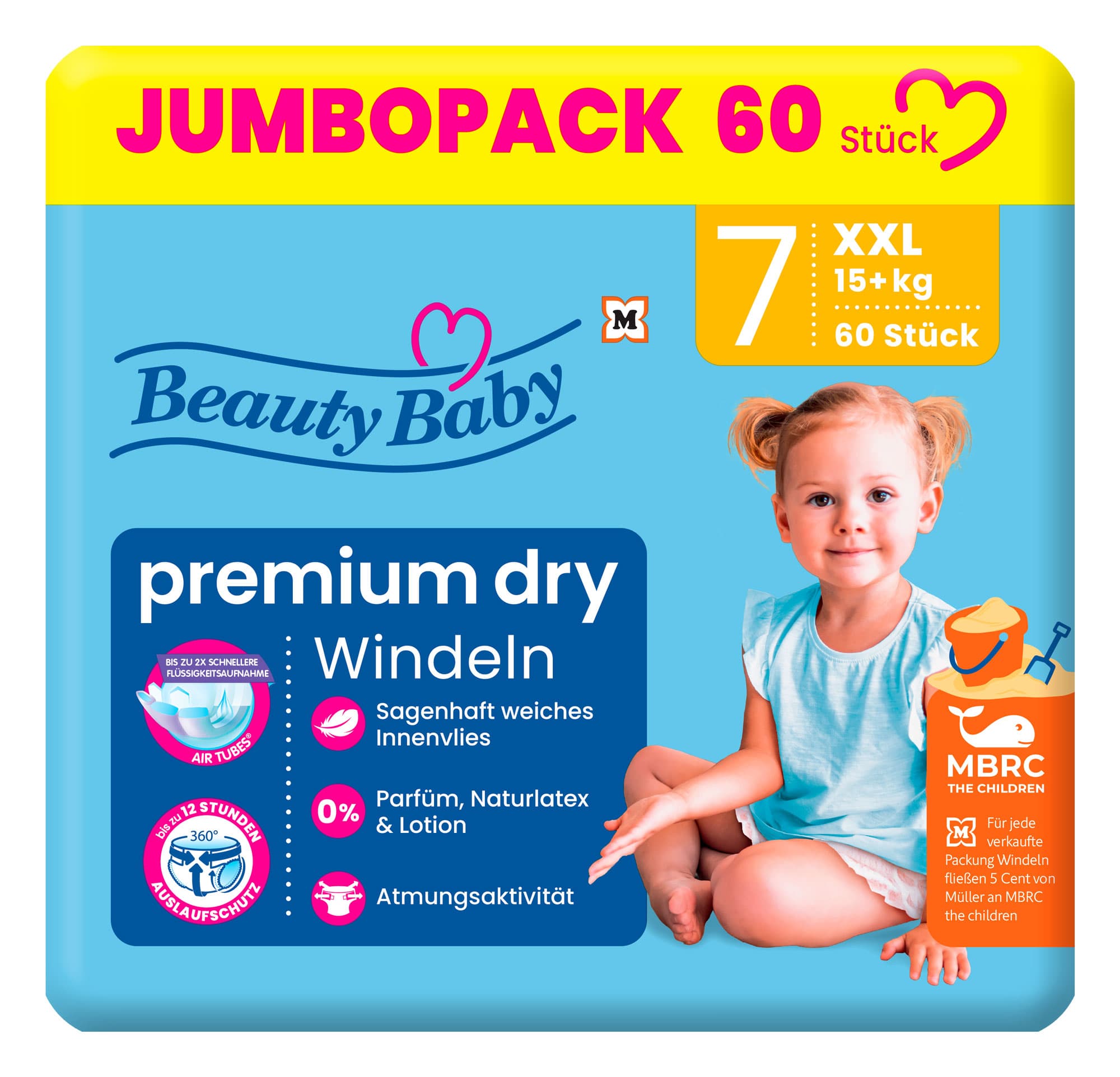 Beauty Baby Premium Dry Windeln Größe 7 XXL 15+ kg