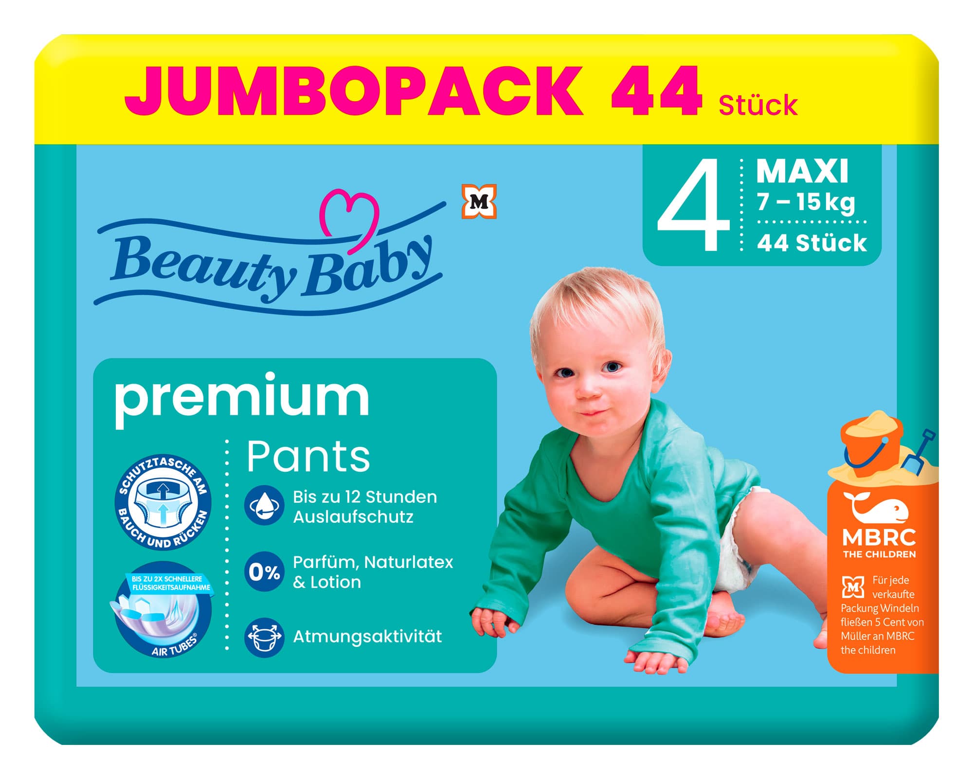 Beauty Baby Premium Dry Pants, Größe 4 Jumbo, 7-15 kg