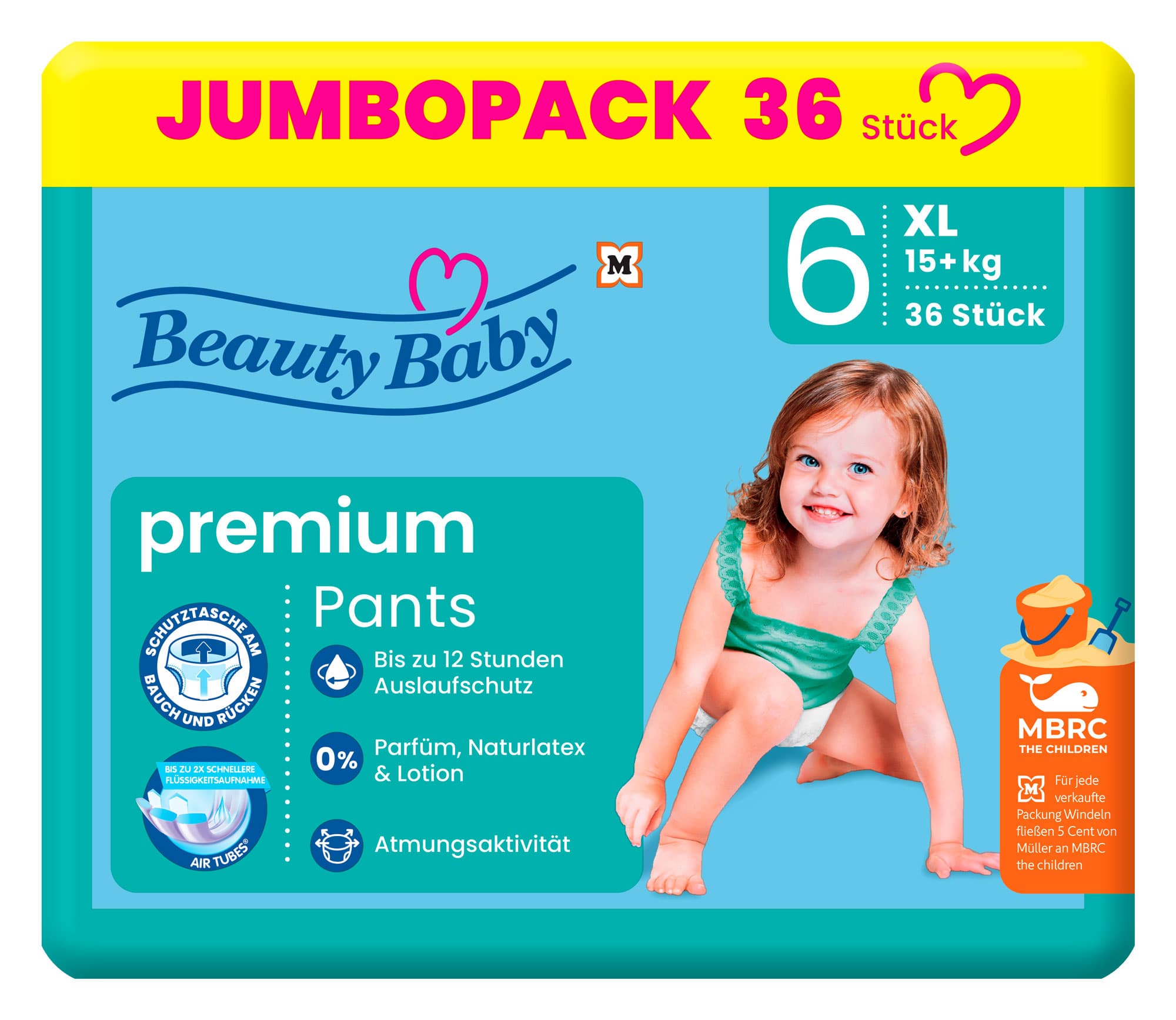Beauty Baby Premium Dry Pants, Größe 6 XL JUMBO, 15+ kg