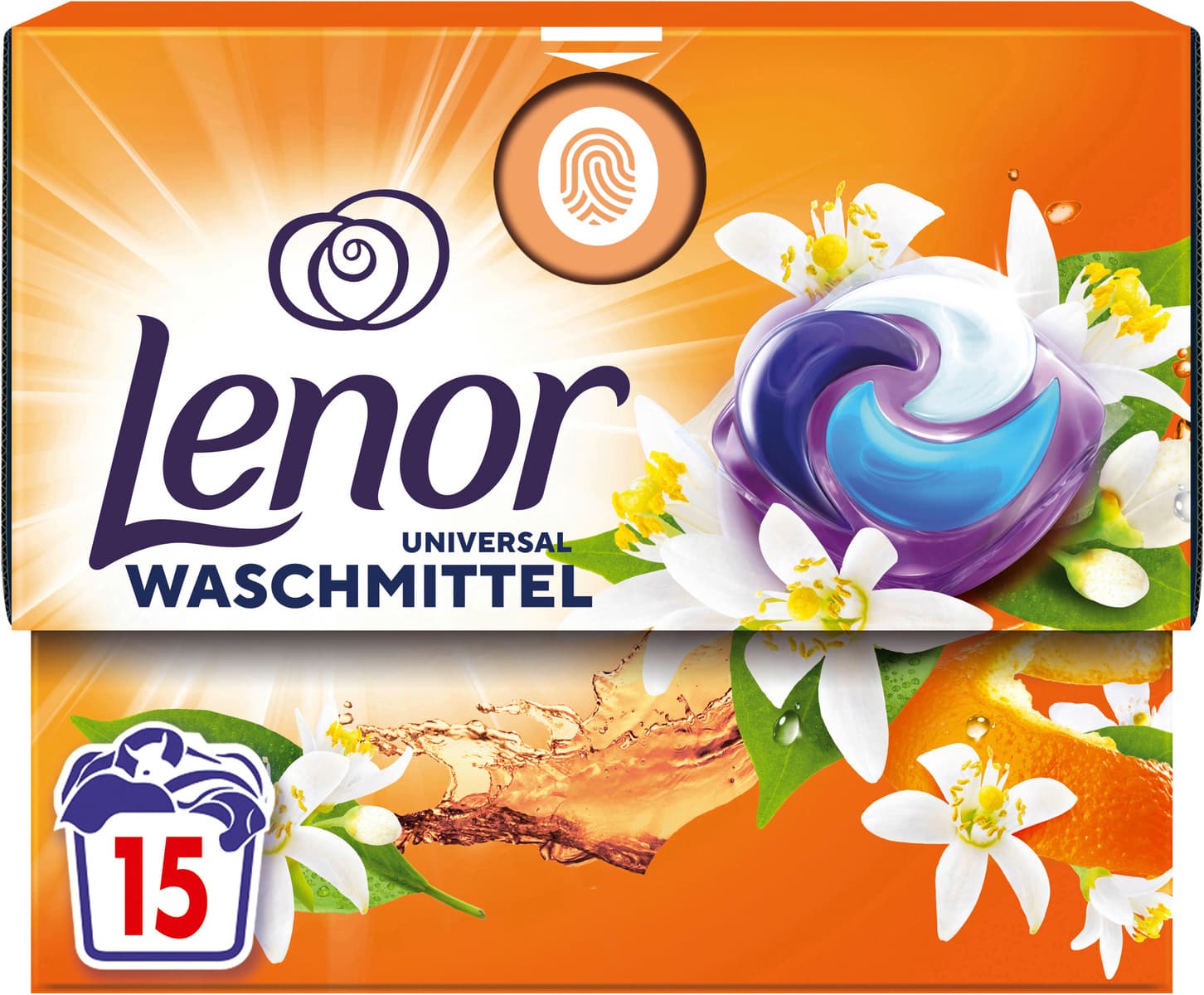 Lenor Vollwaschmittel Flüssig All-in-1 Pods Orangenblüte & Pfirsich 