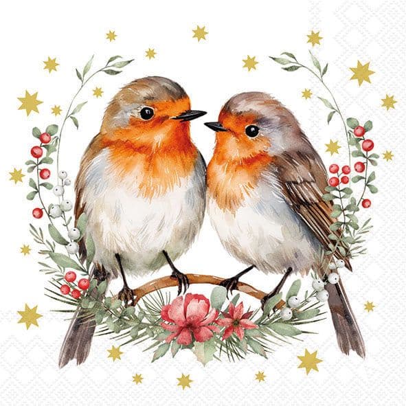 Bella Casa Servietten Couple of Robins 33x33cm
