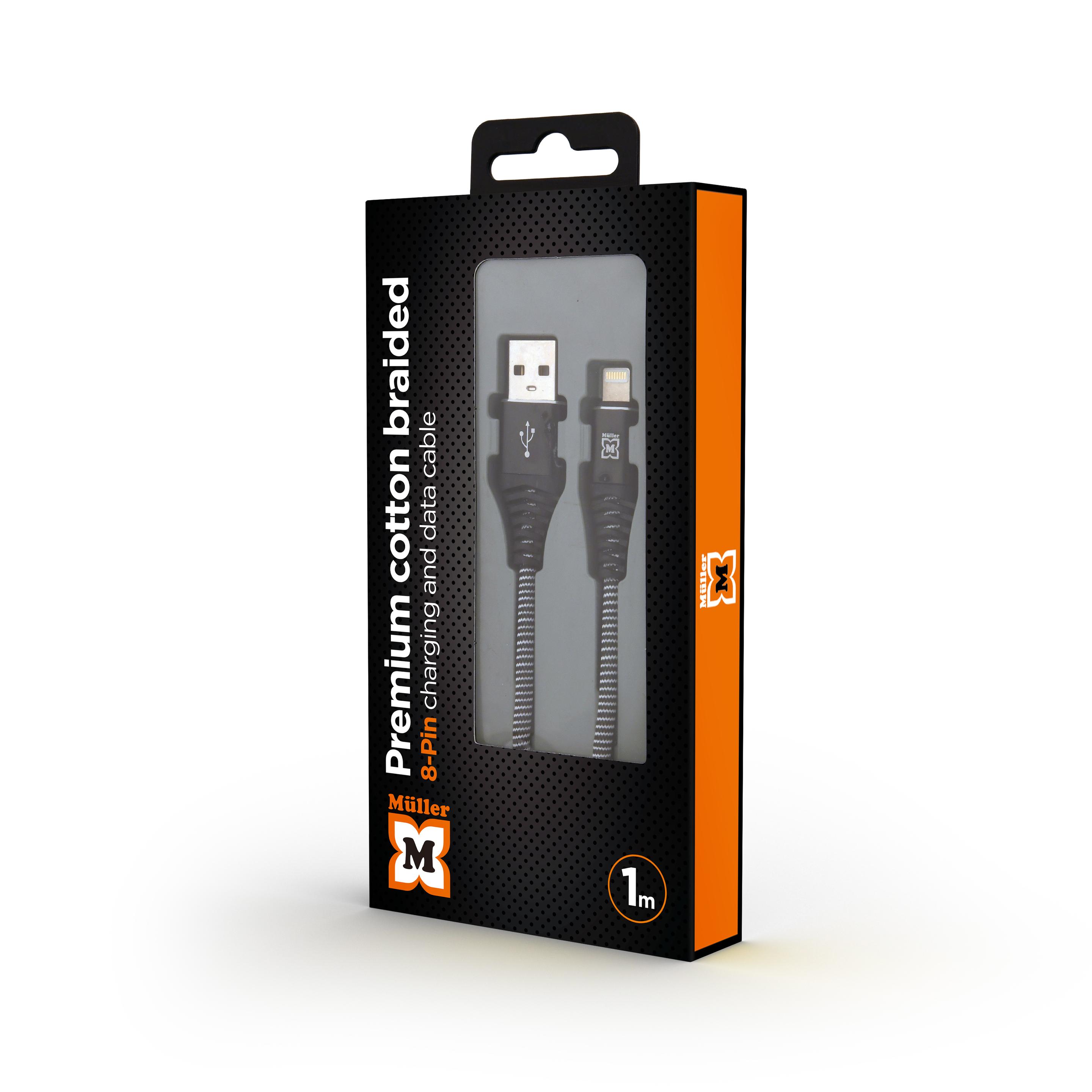 Produktbild MÜLLER KABEL 8 PIN 1 M,SCHWARZ/WEISS 2 von 2