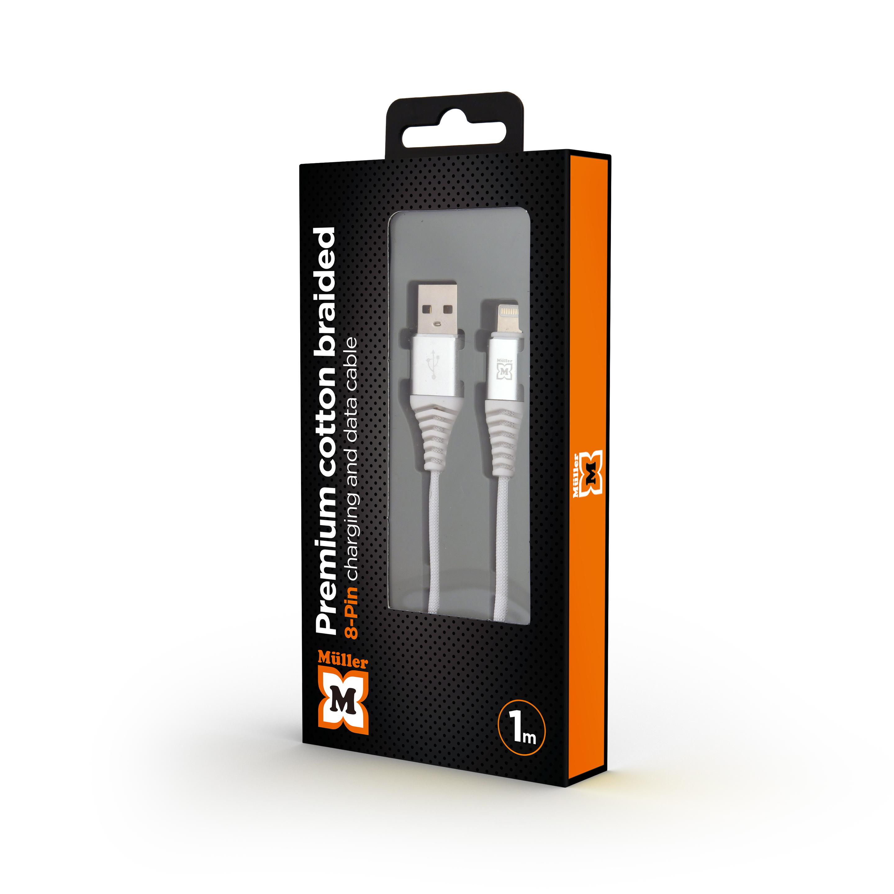 Produktbild MÜLLER KABEL 8 PIN 1 M,SILBER/WEISS 2 von 2