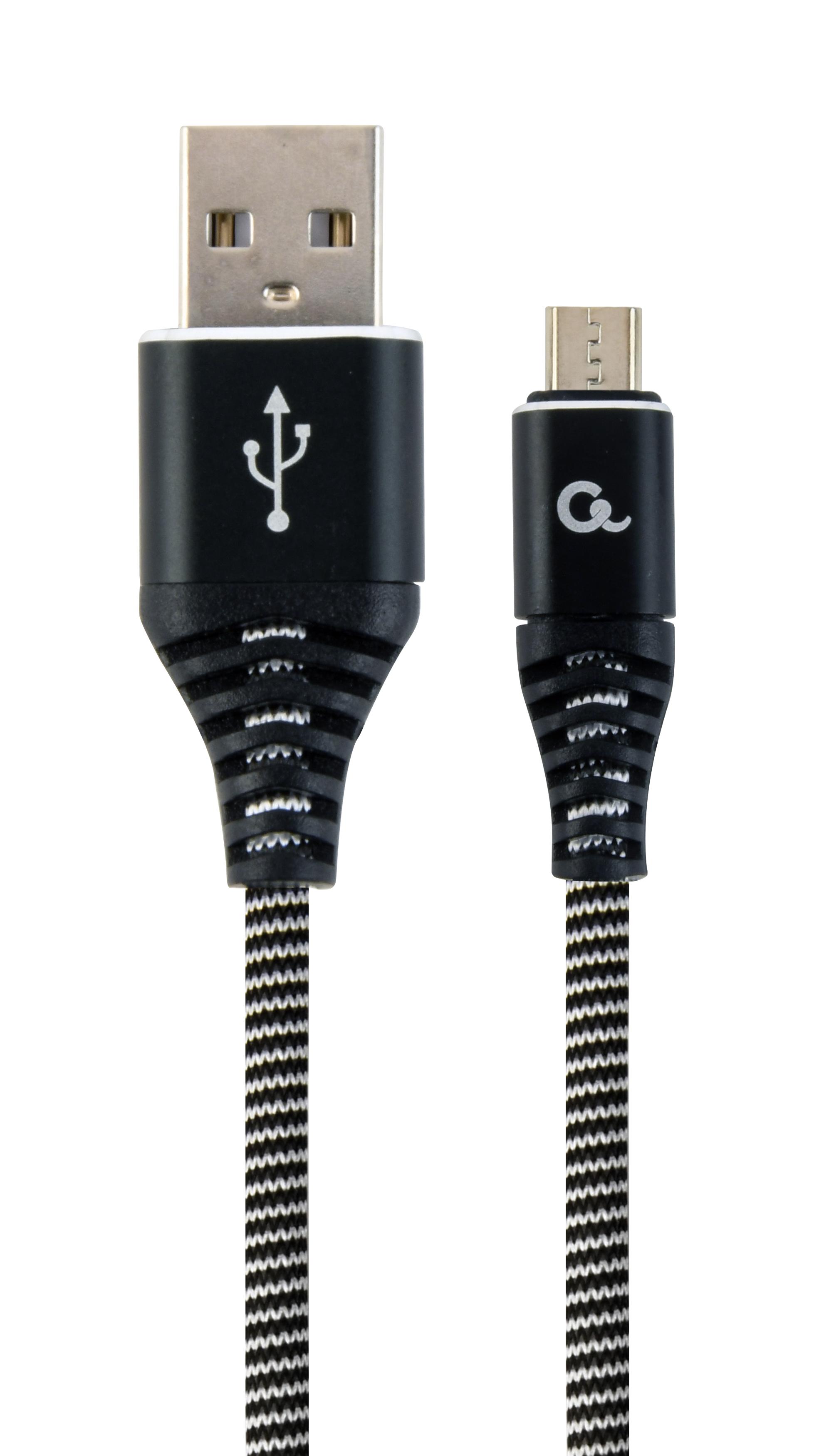MÜLLER KABEL MICRO-USB,2 M SCHWARZ/WEISS