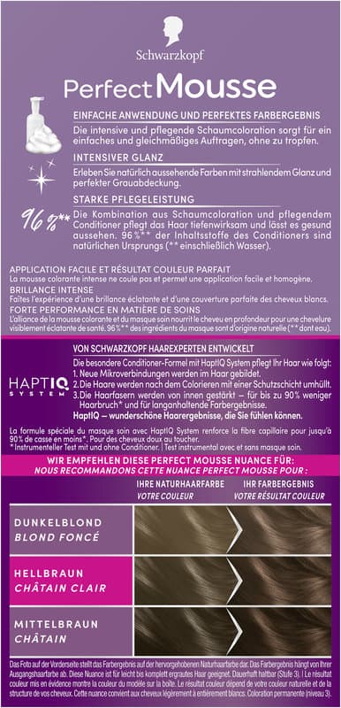 Schwarzkopf Perfect Mousse Schaumcoloration 6-0/600 Hellbraun
