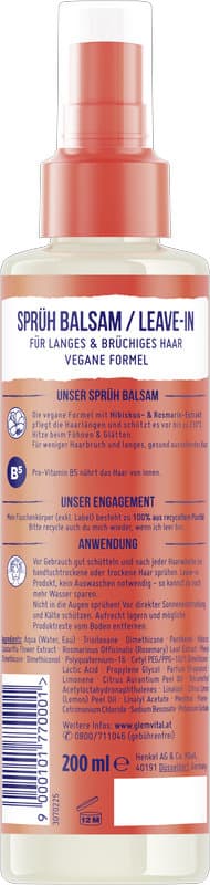 Glem Vital Langhaar Sprühbalsam Hibiskus & Rosmarin