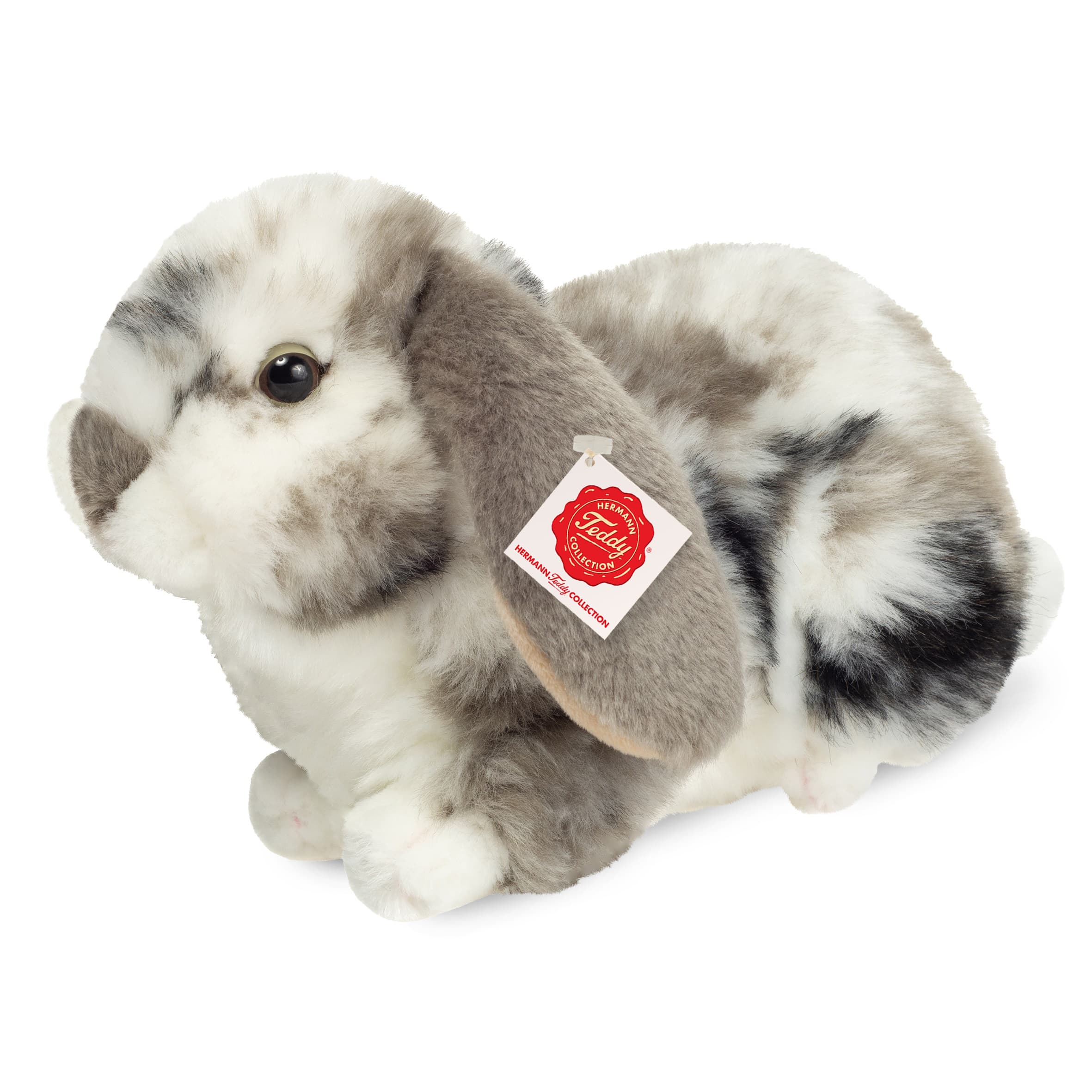 Teddy-Hermann - Kuscheltier Widderkaninchen grau-weiß gescheckt 23 cm