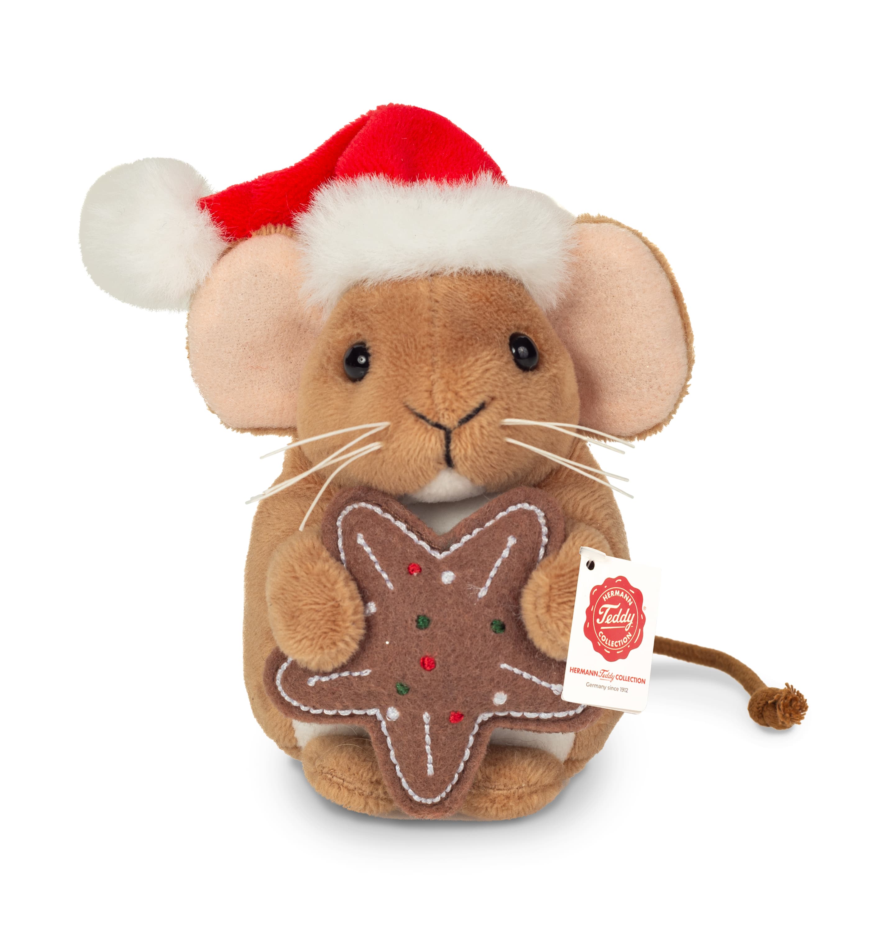 Teddy-Hermann - Weihnachtsmaus mit Keks 11 cm