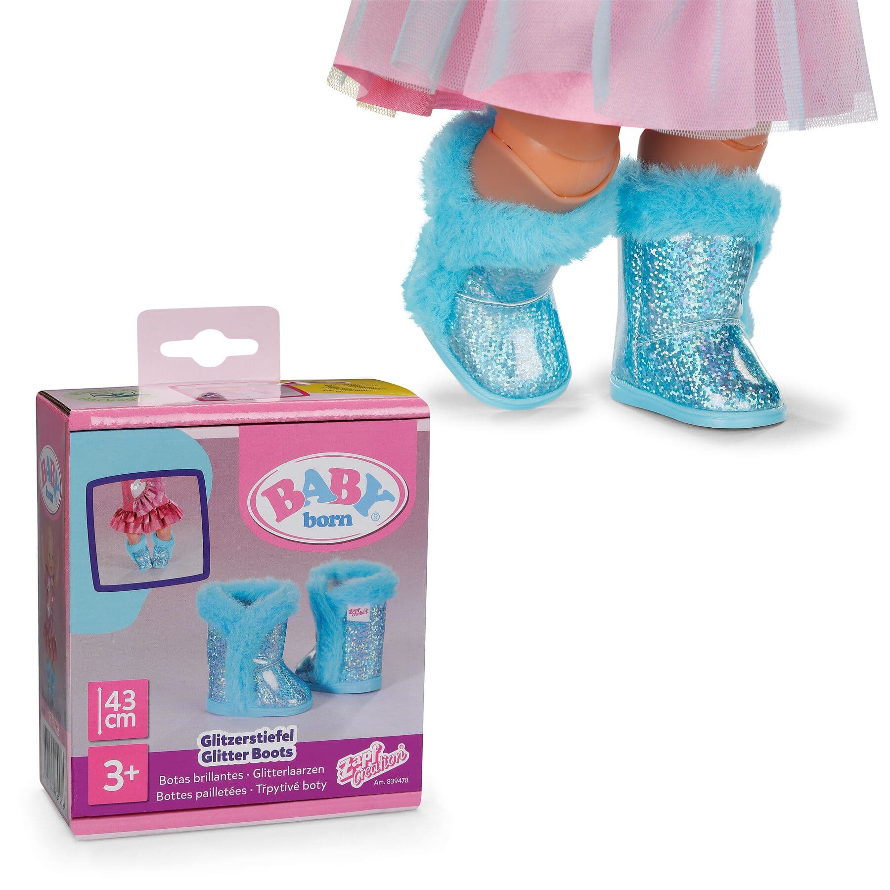 BABY born Glitzer Stiefel 2fach sortiert in blau und pink für 43cm Puppen, sortiert, 1 Stück