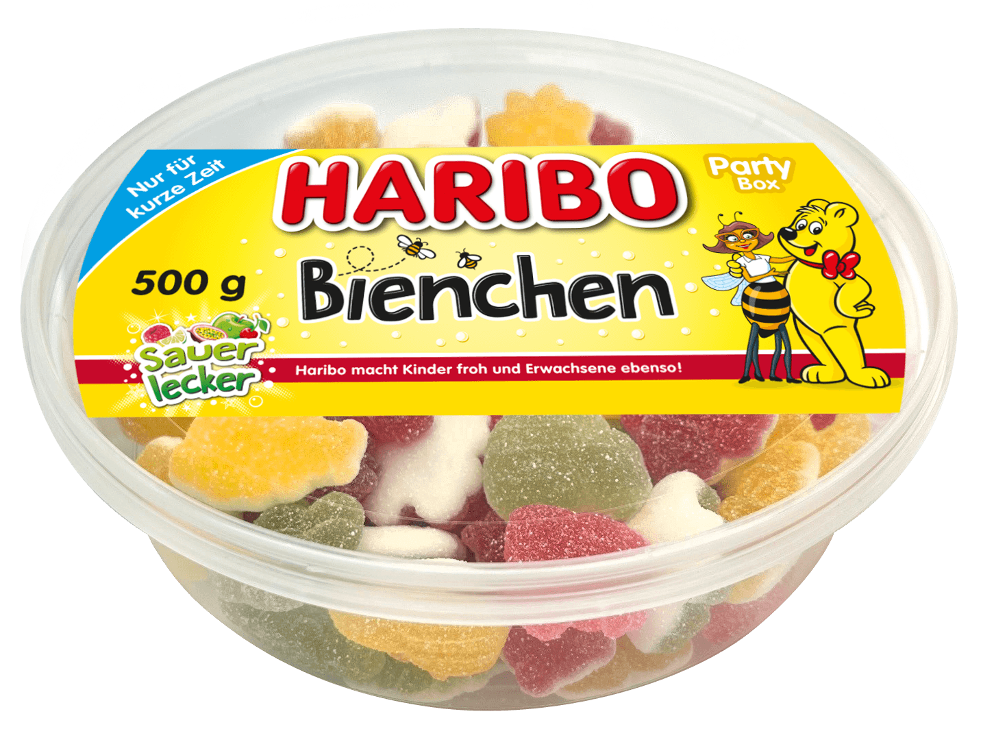 Haribo Fruchtgummi mit Schaumzucker Bienchen sauer Runddose