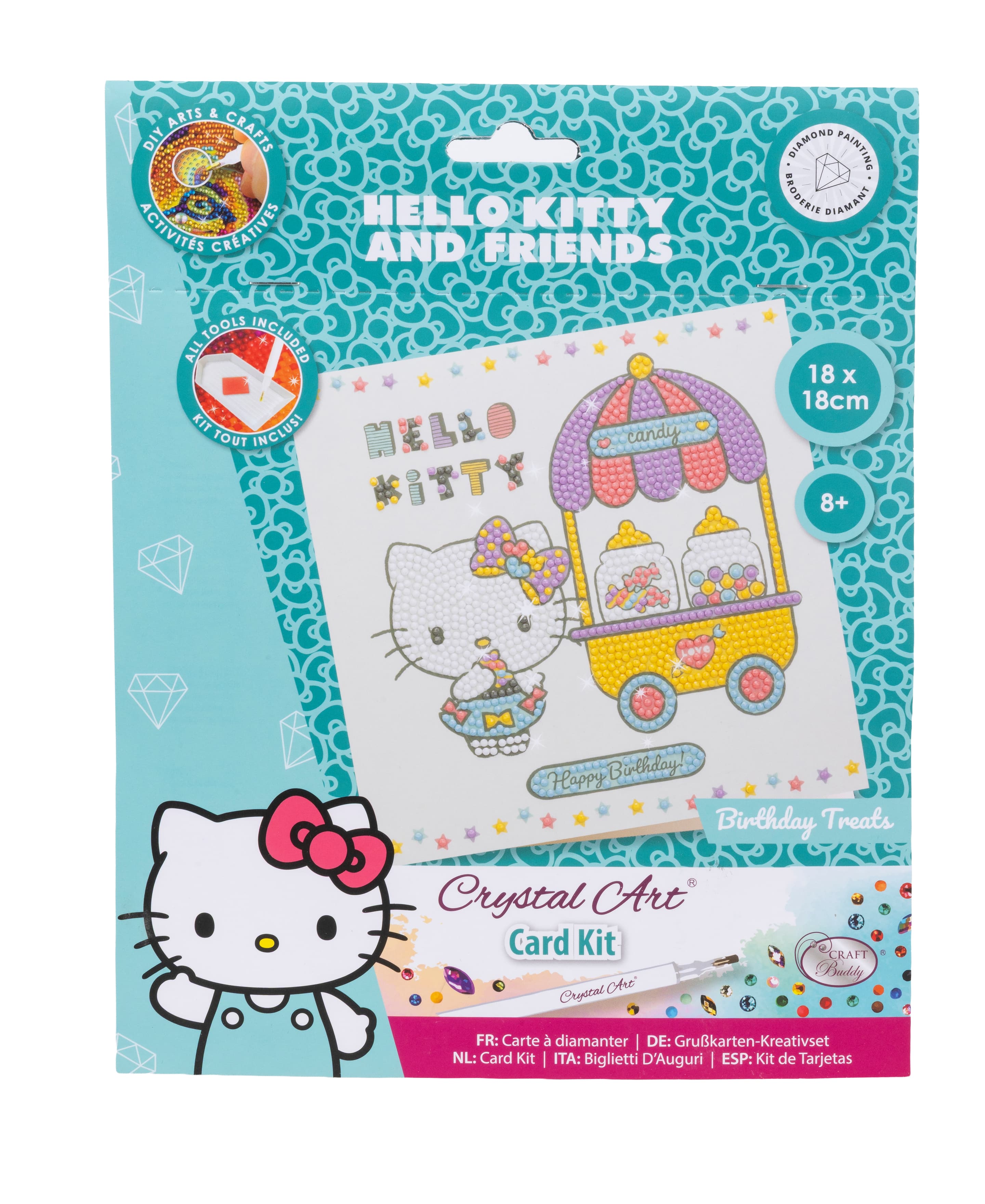 Craft Buddy - Crystal Art Diamond Painting  CARD KIT Hello Kitty CCK-33HKU008