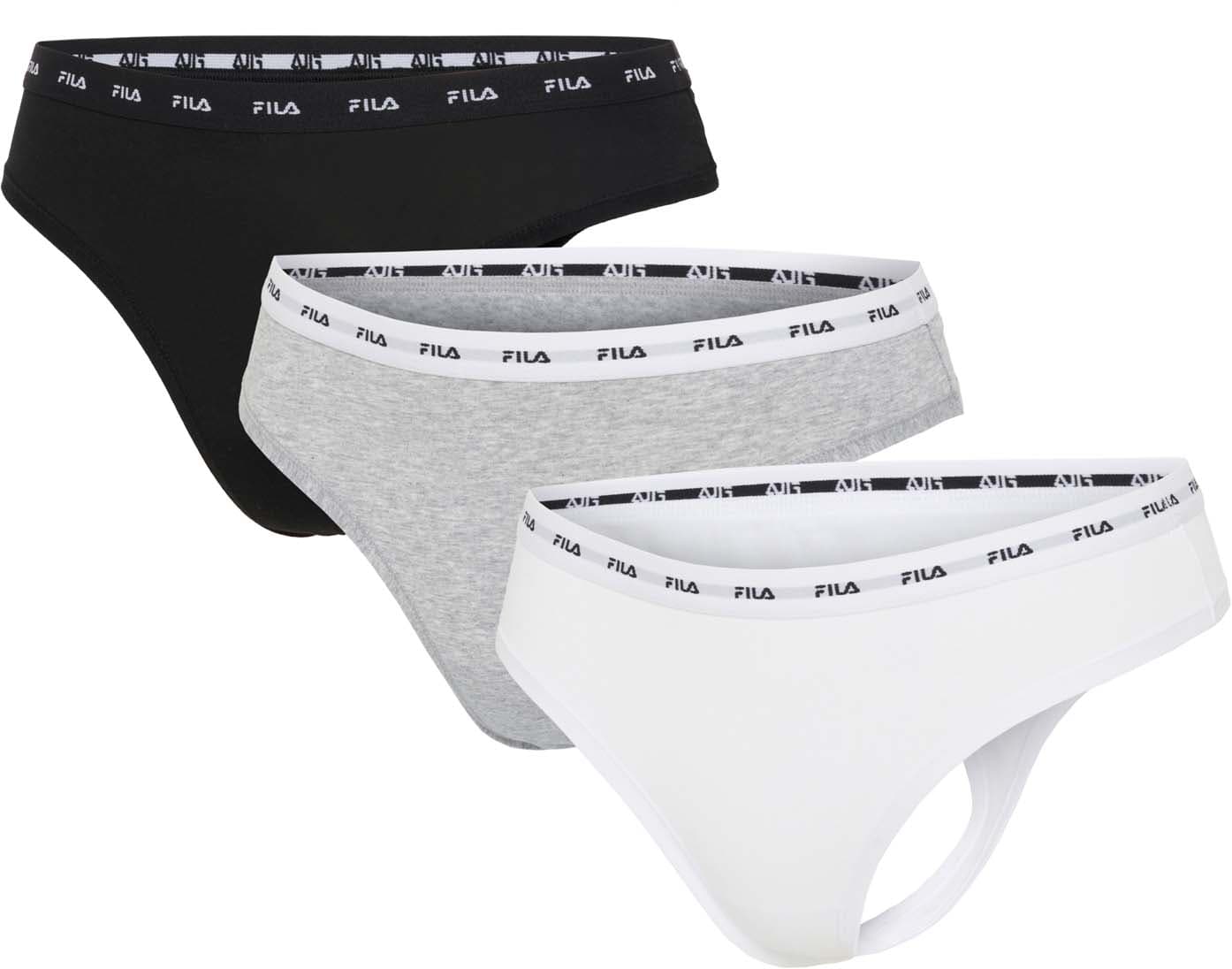 FILA Damen Unterhose String Elastisch mit Logo 3er Pack